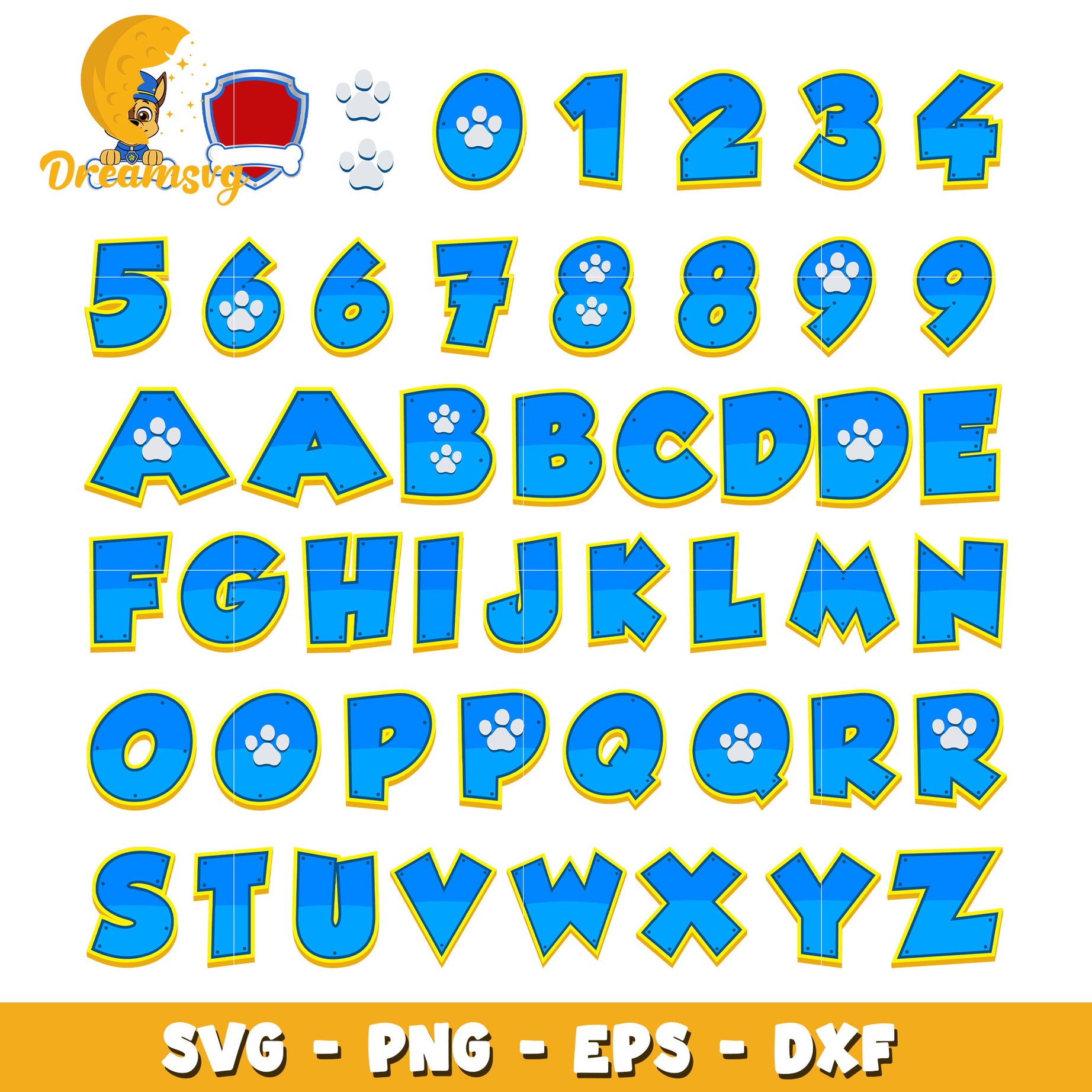 Paw Patrol font blue svg, paw patrol mighty movie svg