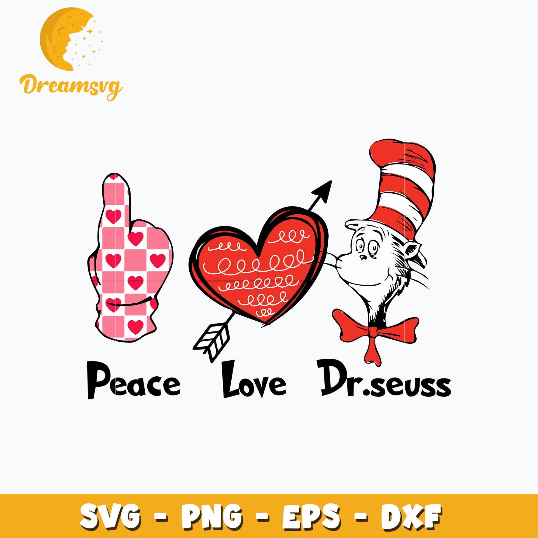 Dr Seuss peace love svg