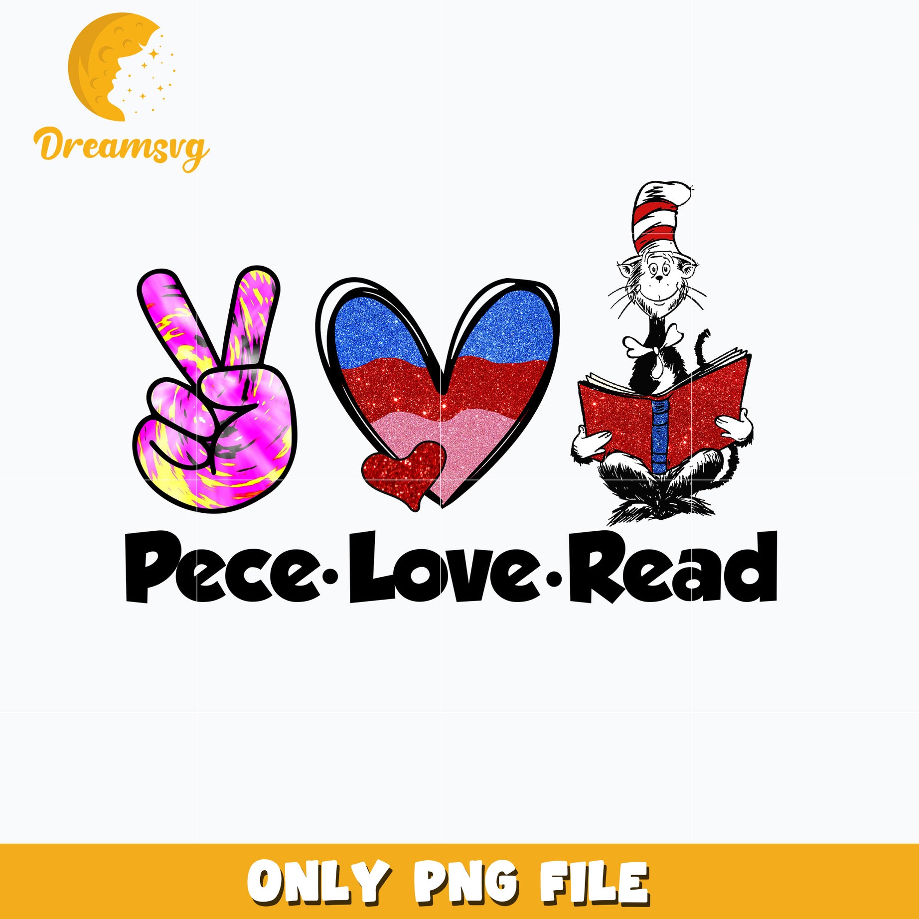 Dr seuss pece love read png