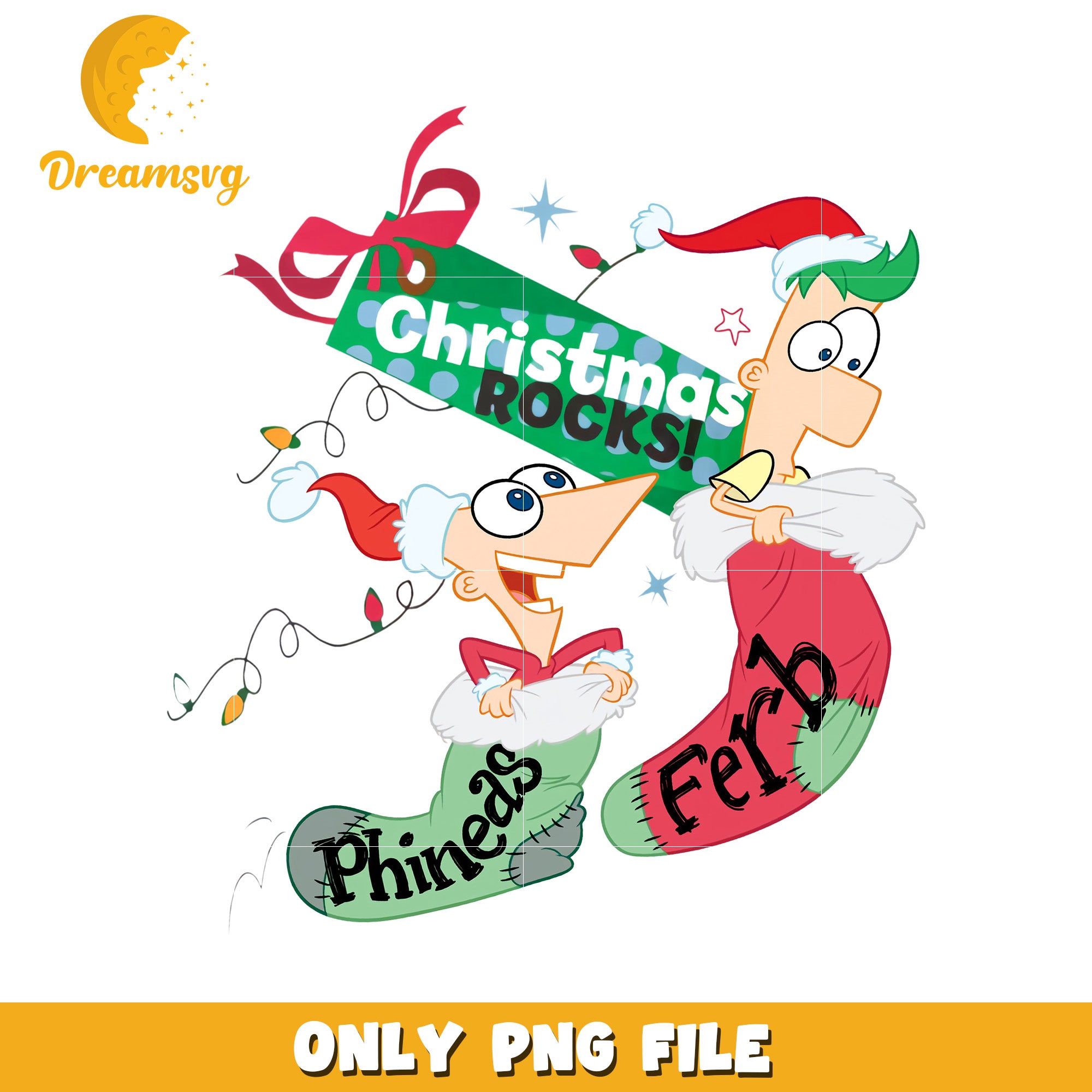 phineas and ferb gift png, disney joy png, christmas vibes png