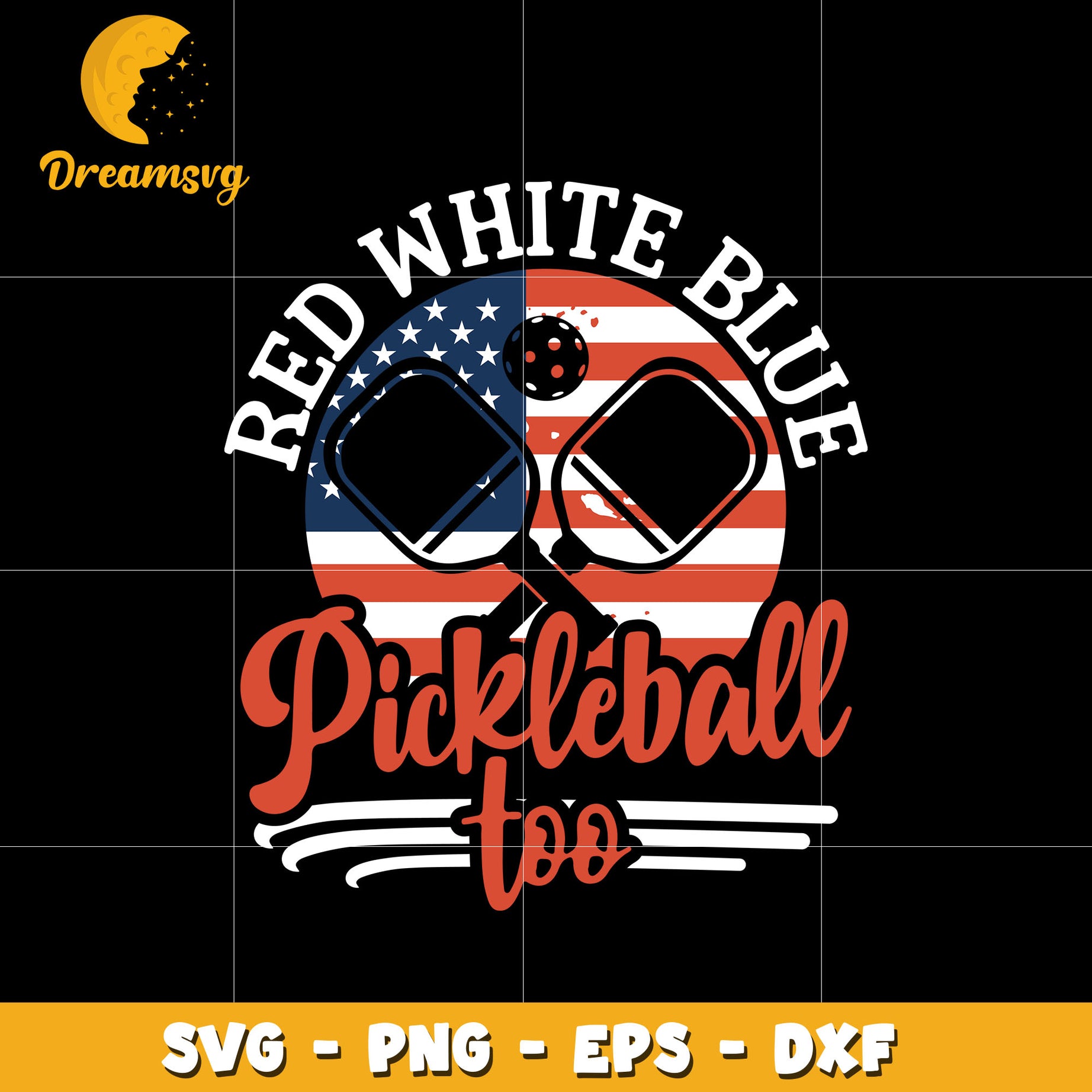 Red White Blue Pickleball Too svg