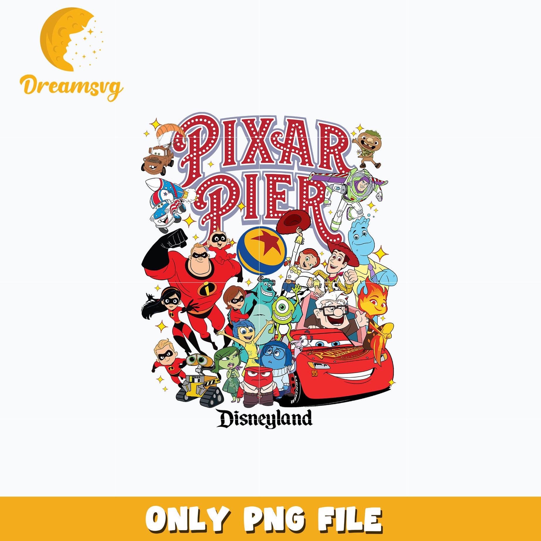 Pixar Pier disneyland png, disney png, digital download