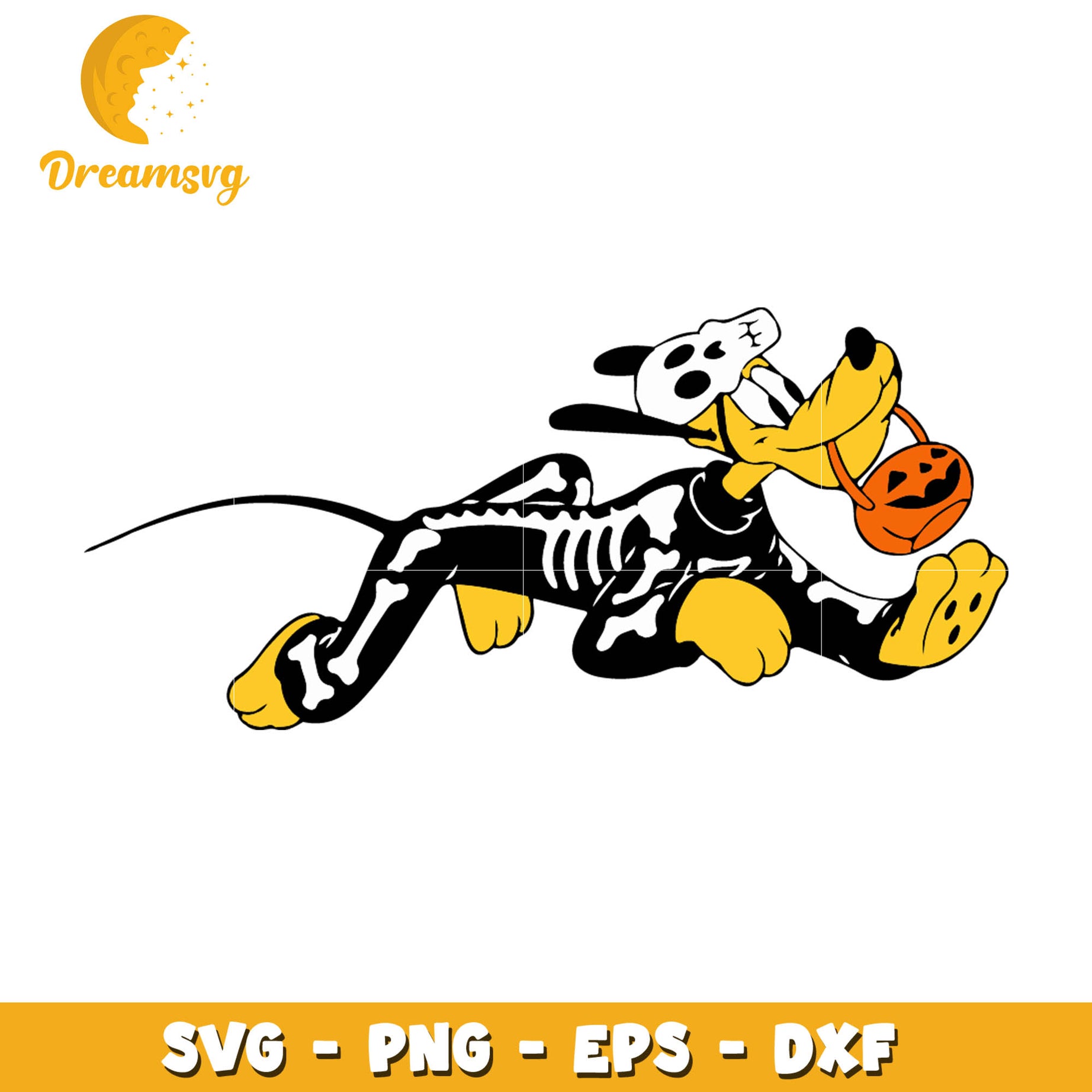 Pluto dog skeleton pumpkin svg, halloween svg