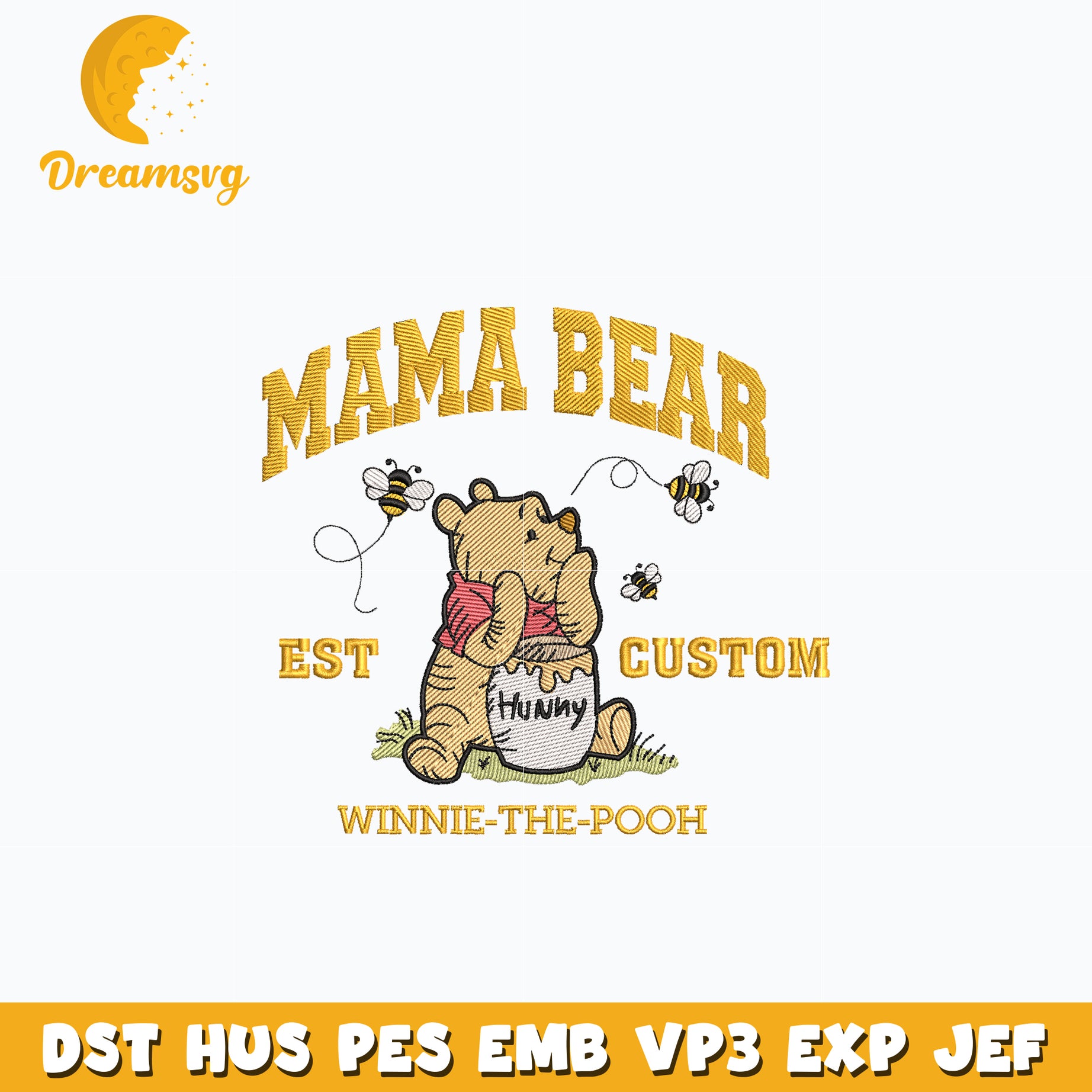 Pooh mama bear embroidery design