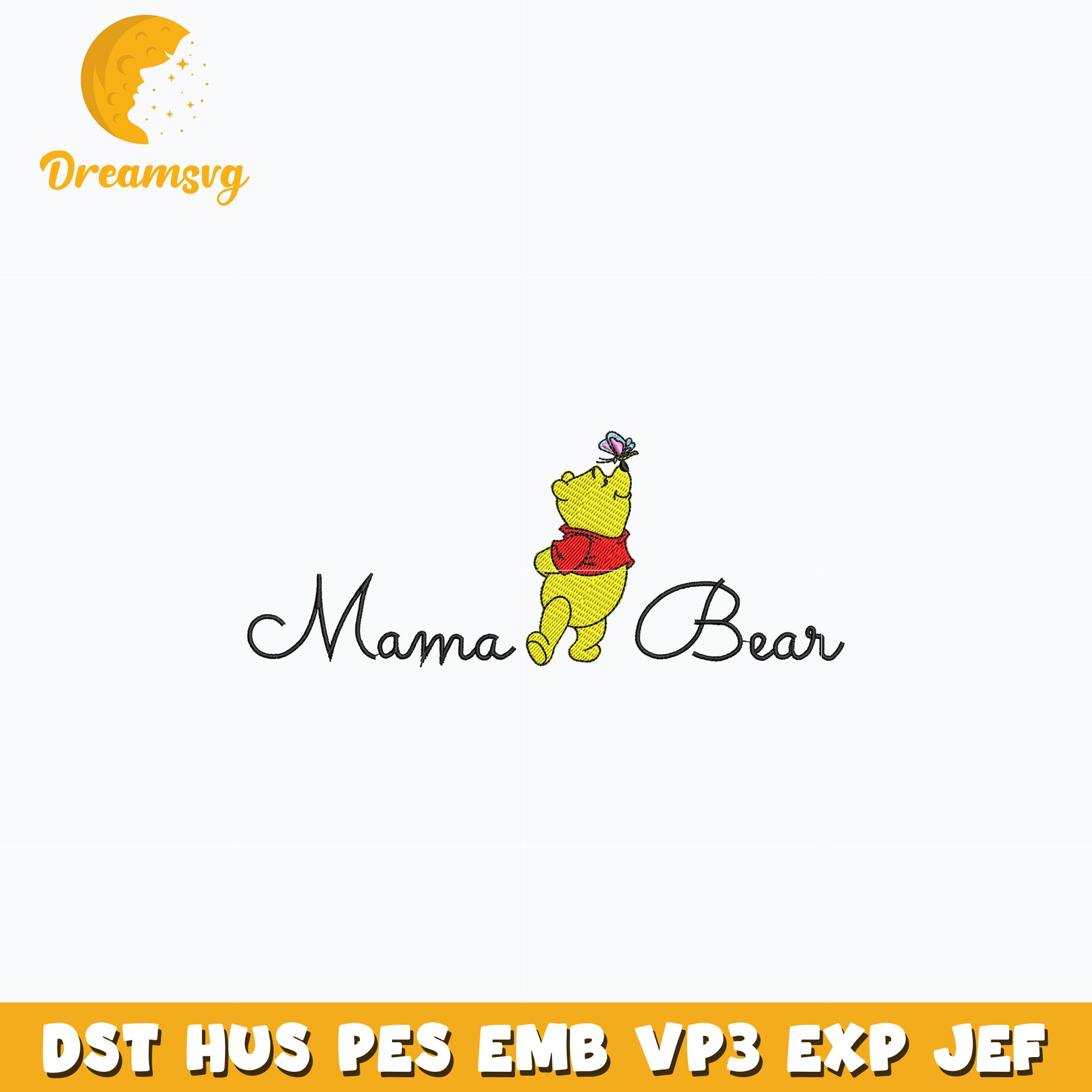 Mama Pooh bear embroidery design