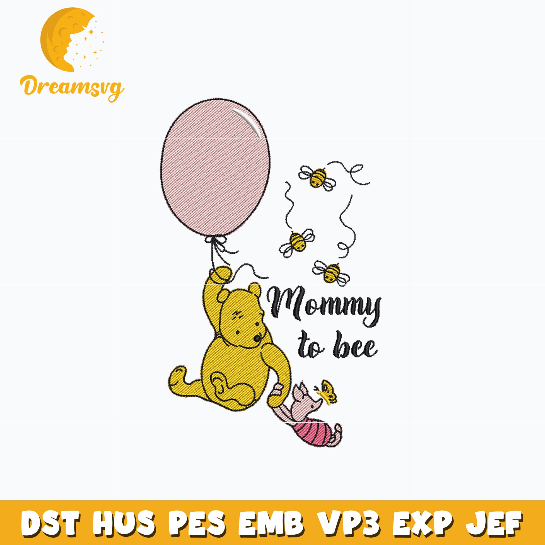 Pooh mommy to bee embroidery design