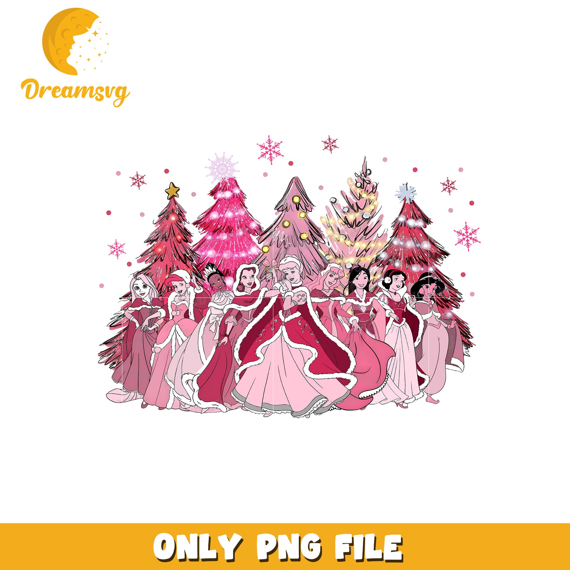 princess christmas pink color png, christmas magic png, disney holiday png
