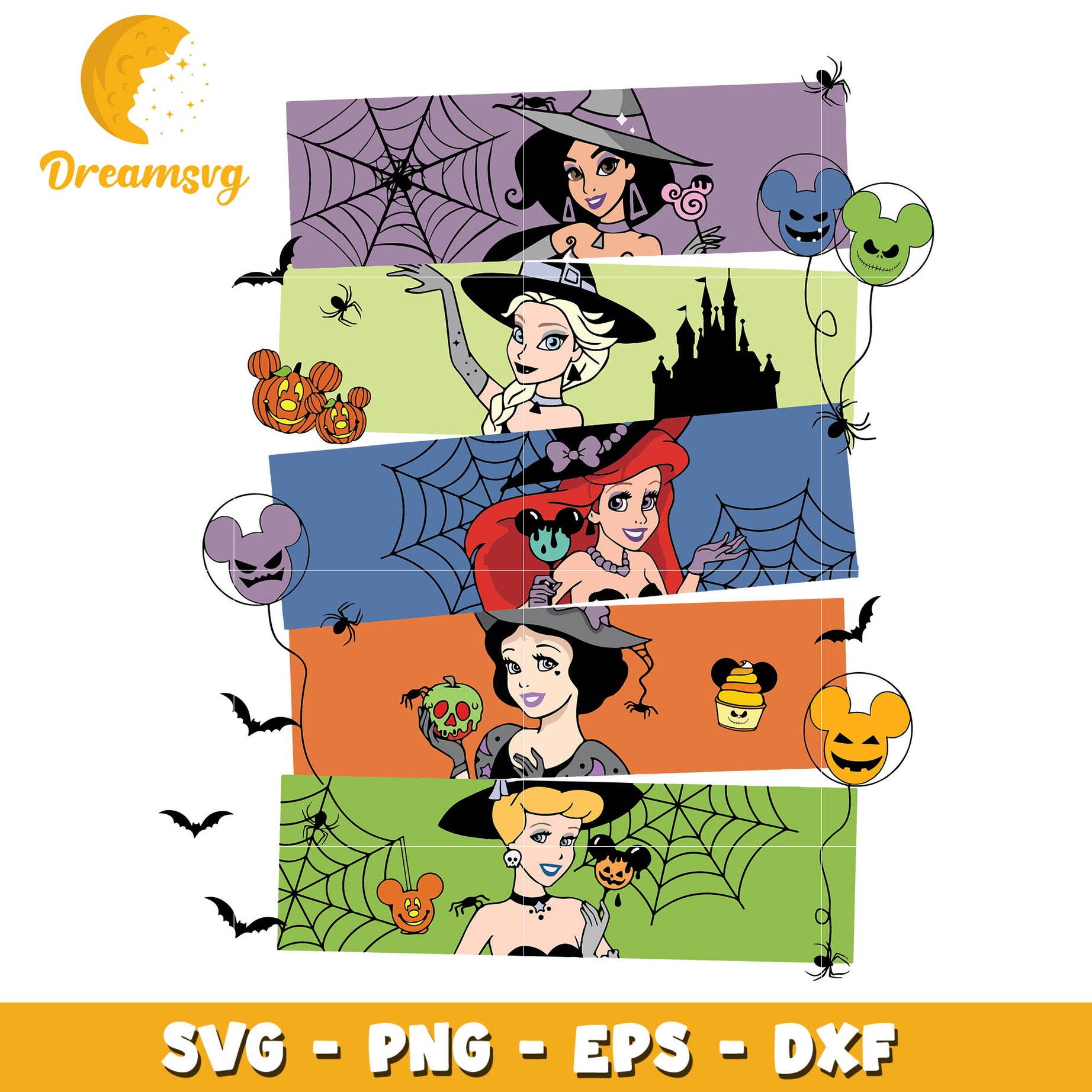 Disney Princess characters halloween svg