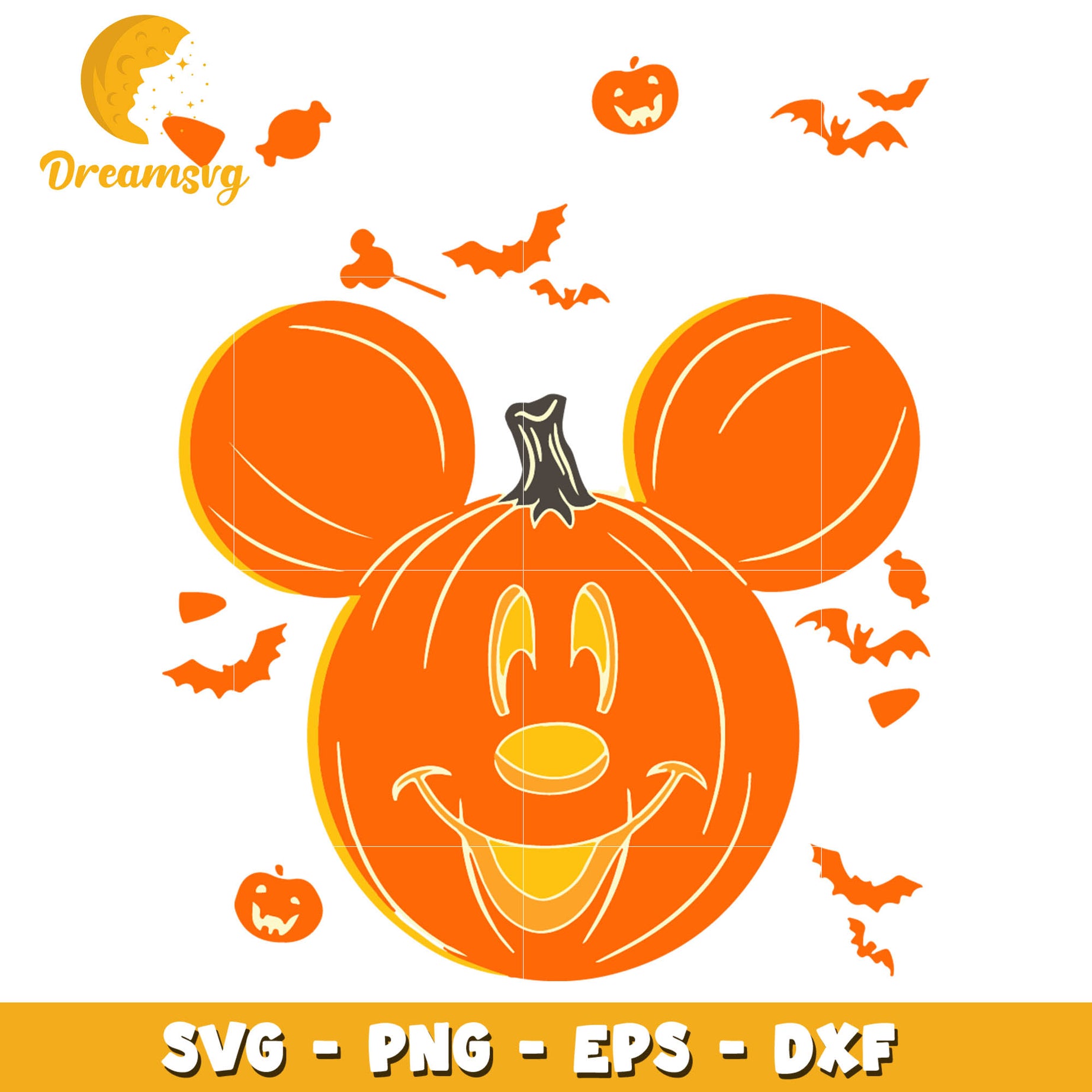 Mickey head pumpkin halloween design svg