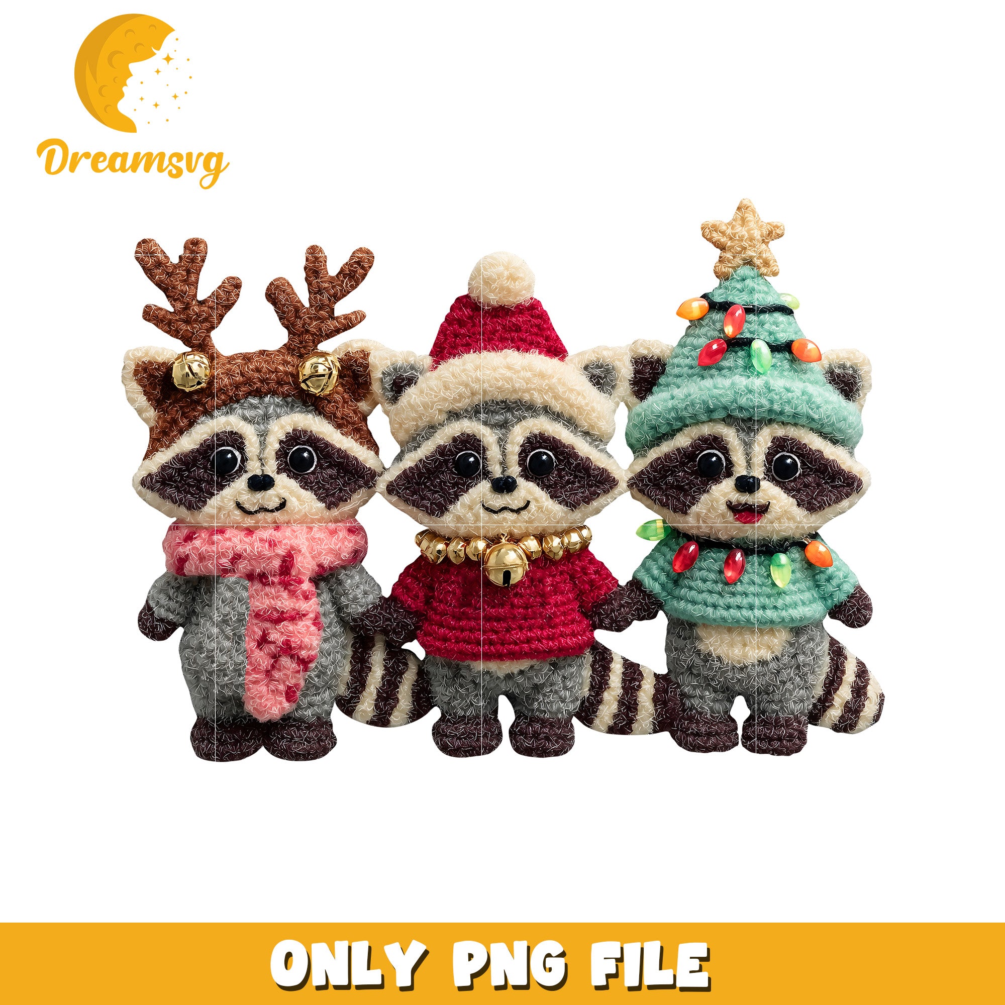 racoon christmas png, christmas cookies​​​ png, yarn art png
