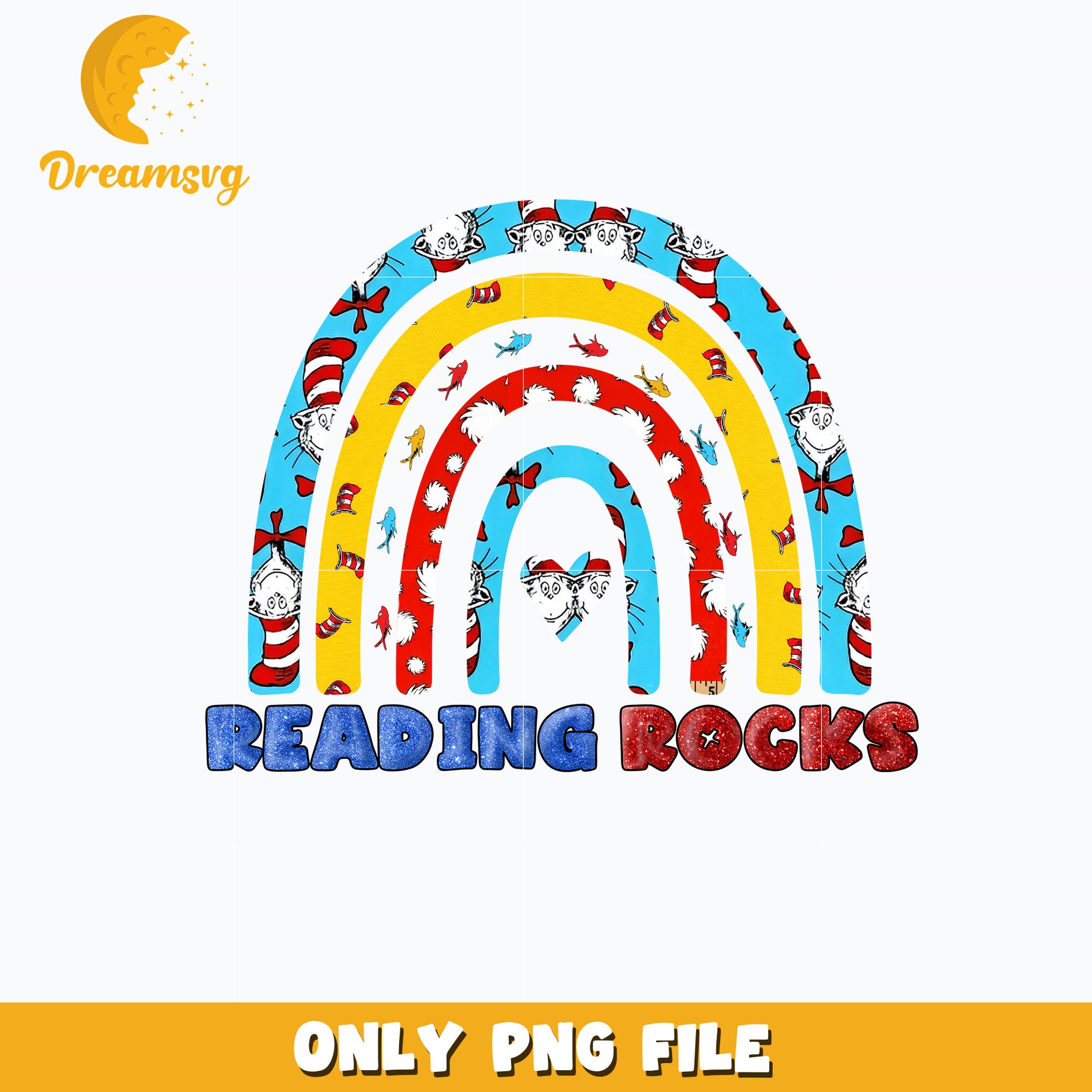 Dr seuss rainbow reading rocks png