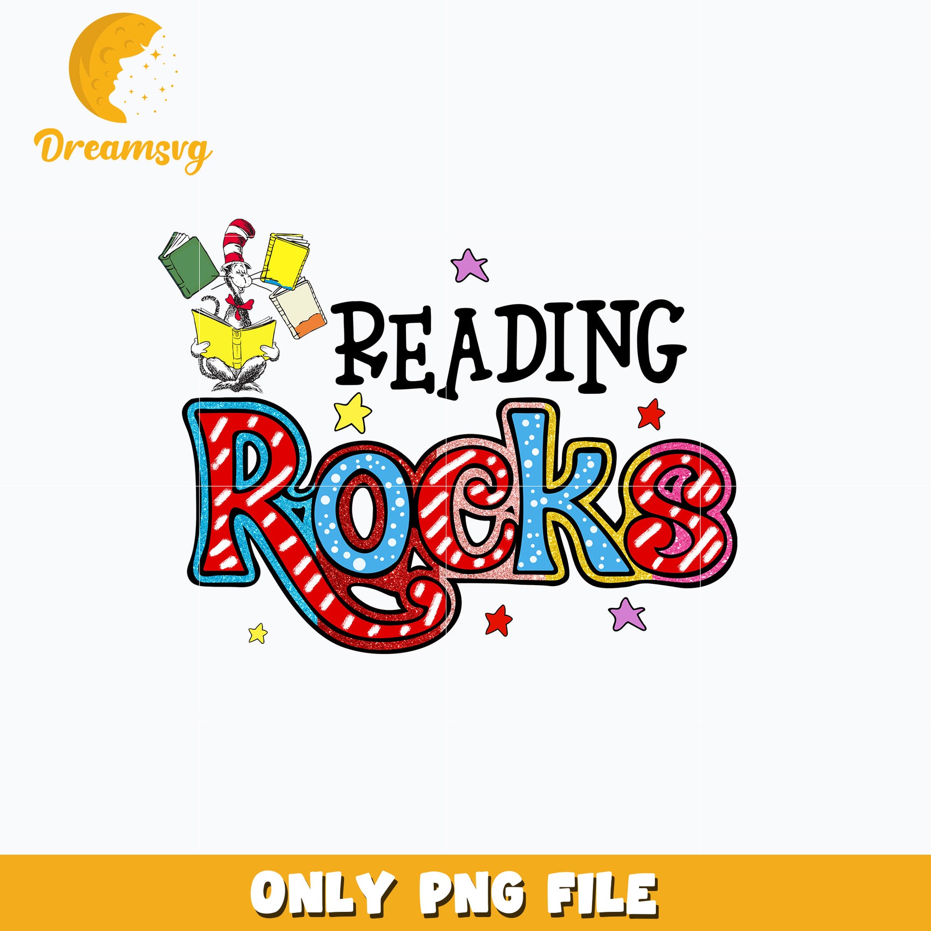 Dr Seuss reading rocks png