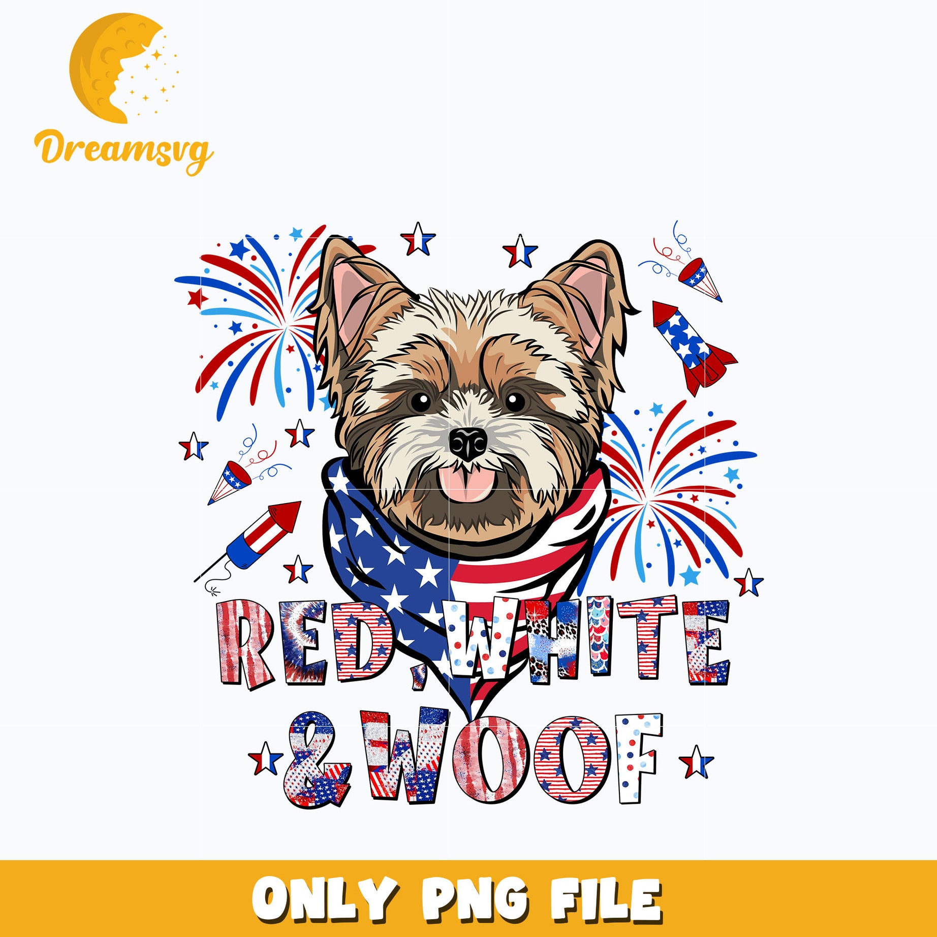 red, white & woof 4th Of July Png