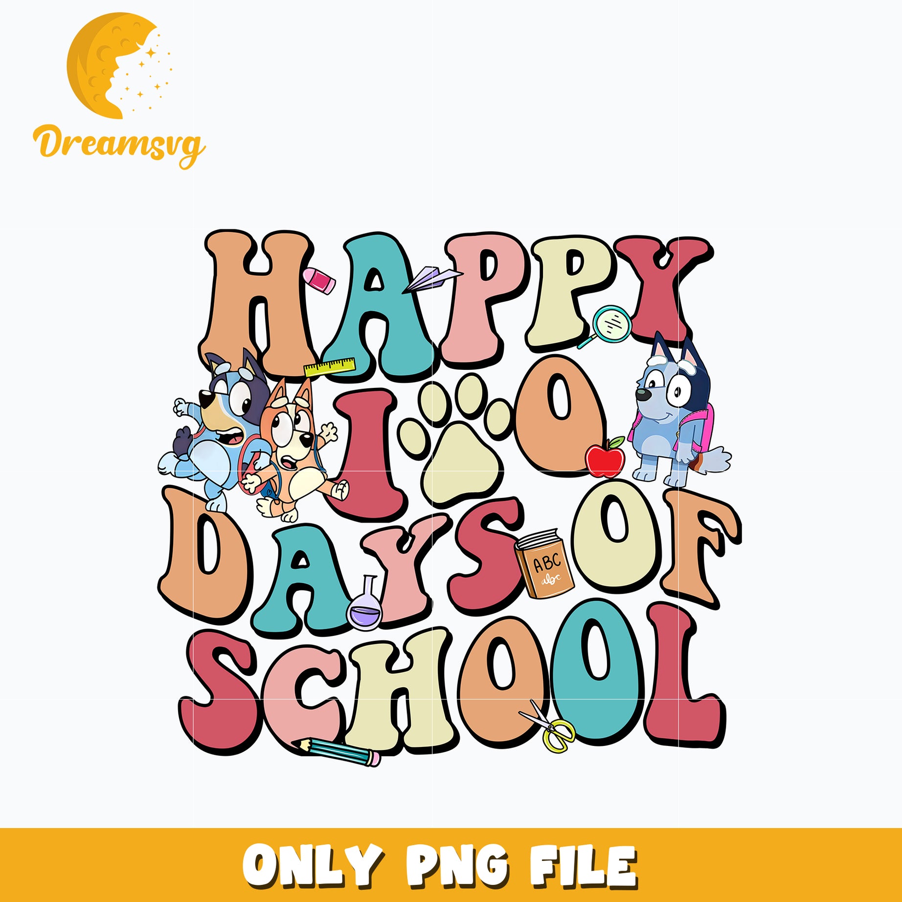 happy 100 days of school bluey and bingo Png