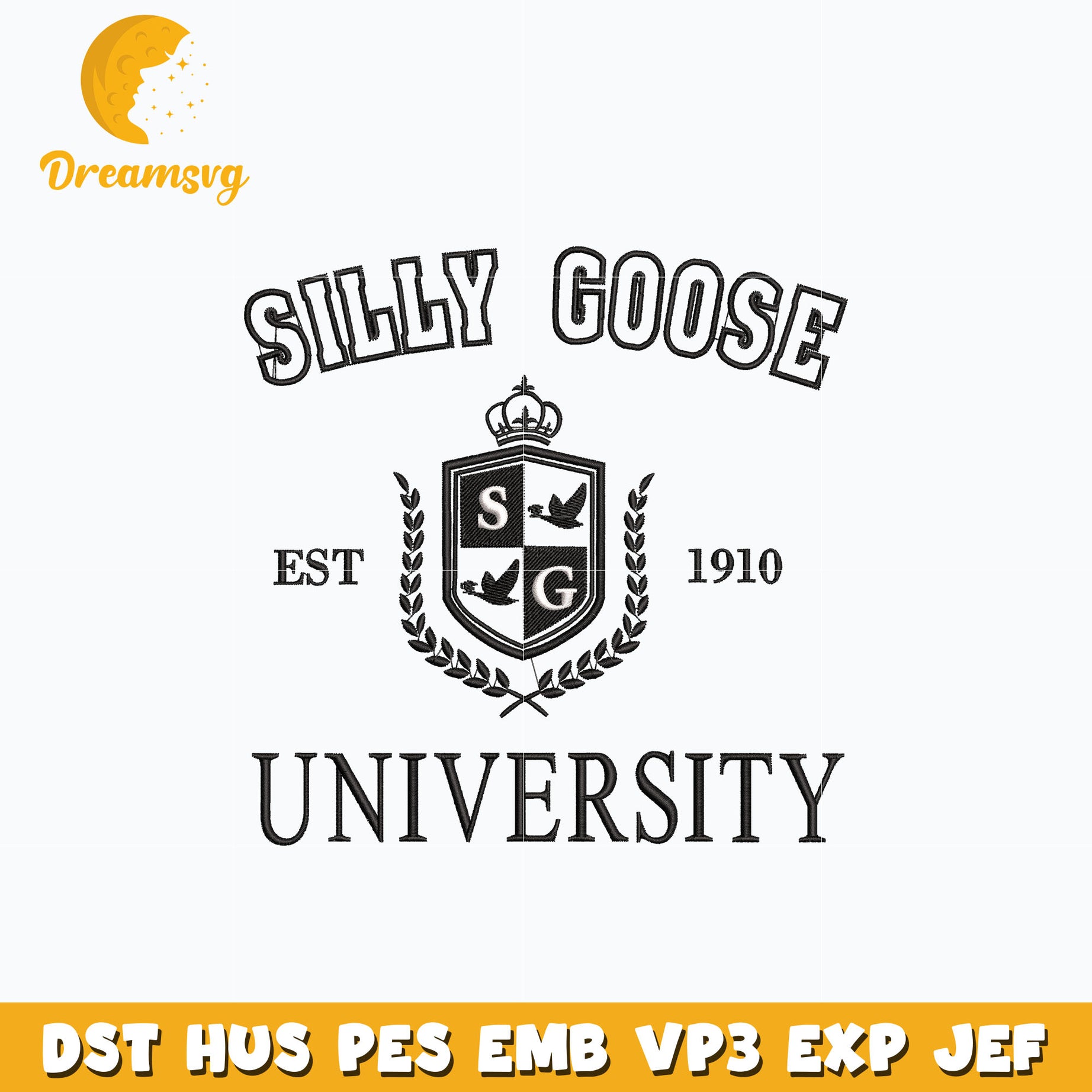 Silly Goose university est 1910 embroidery