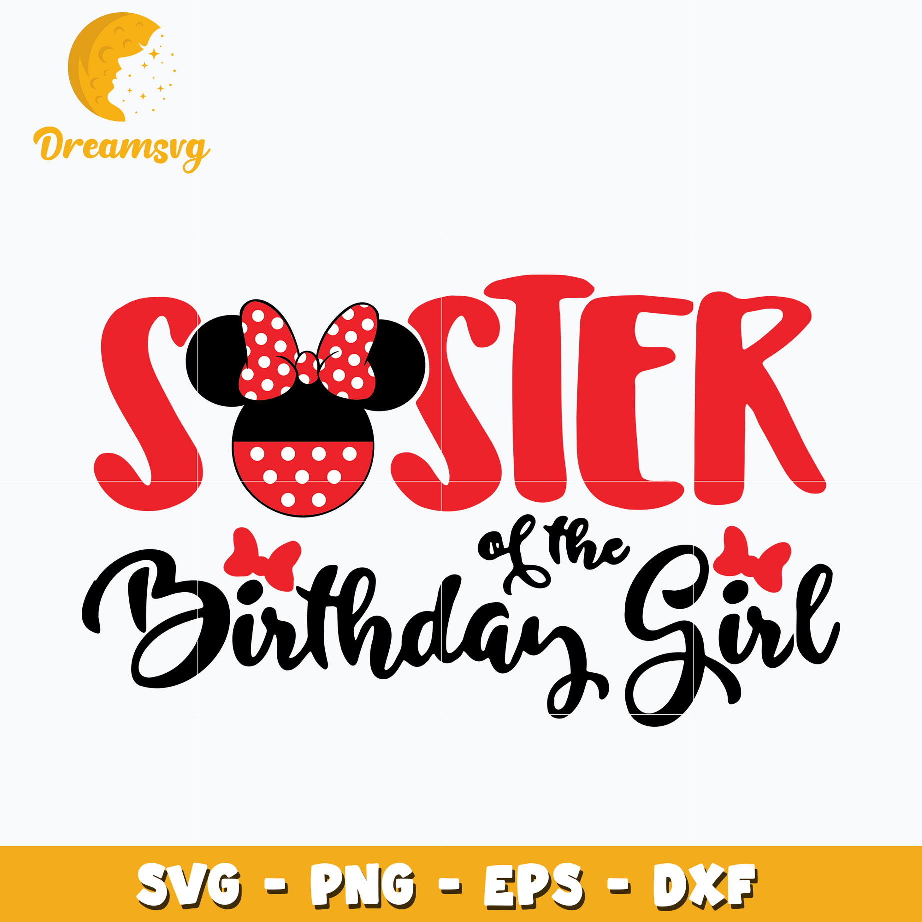 Sister of the Birthday Girl Svg, Minnie head Svg