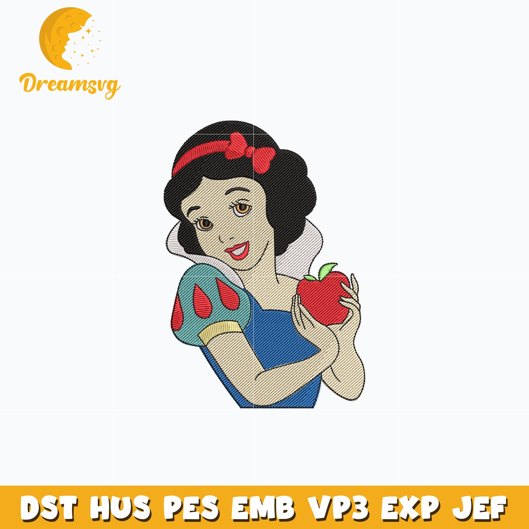 Snow white princess embroidery design