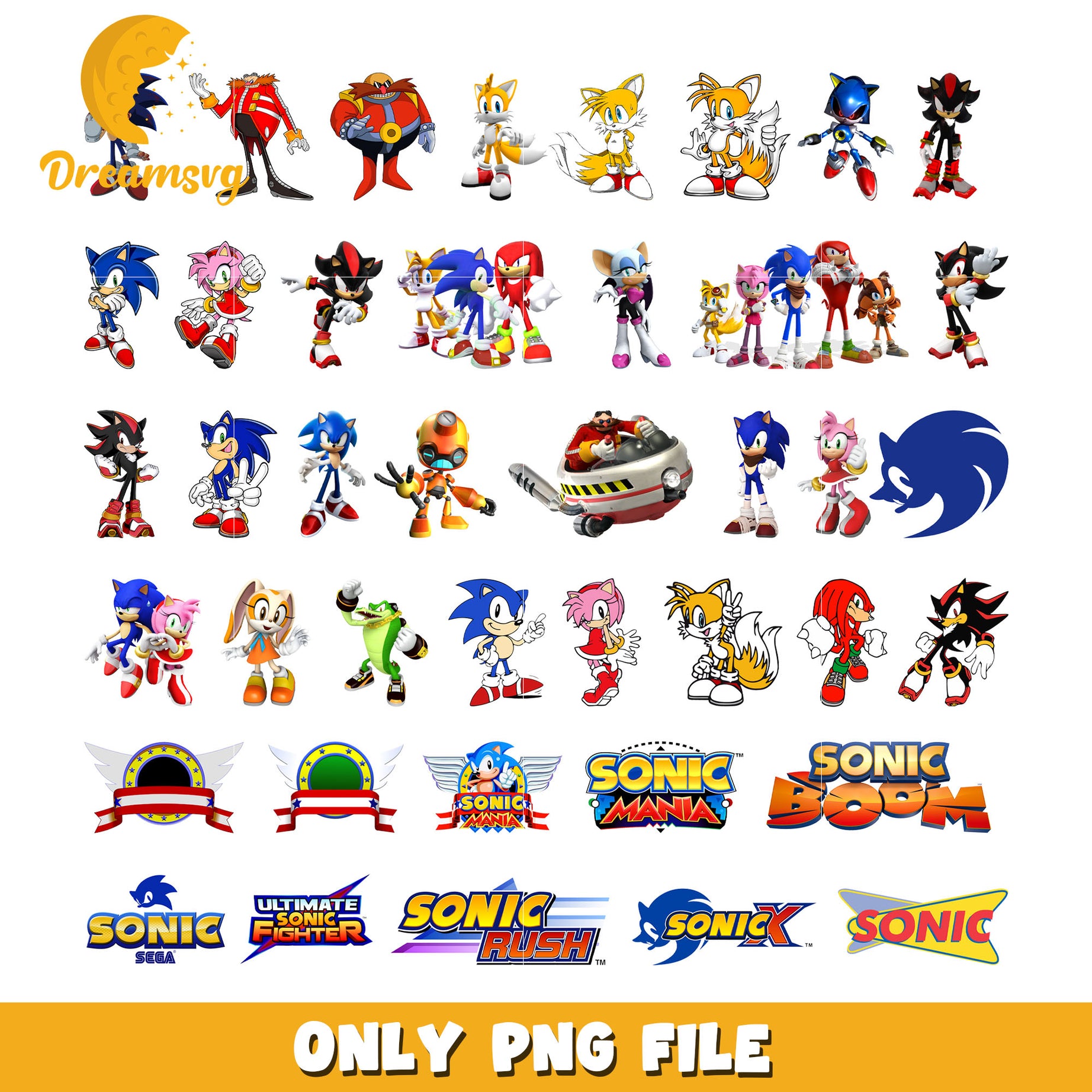 Sonic the hedgehog characters bundle png, Sonic mania​ png