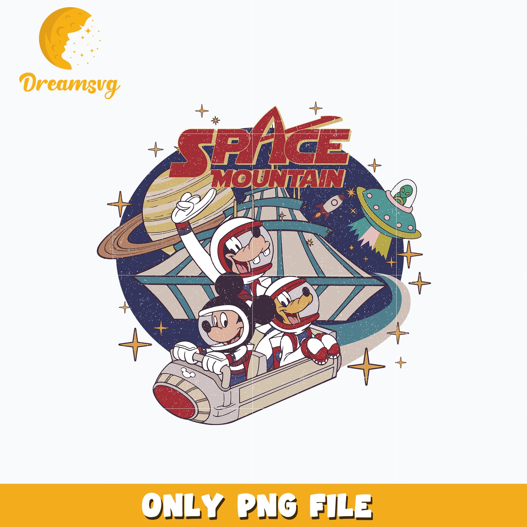 Mickey Friends Space Mountain png, digital download