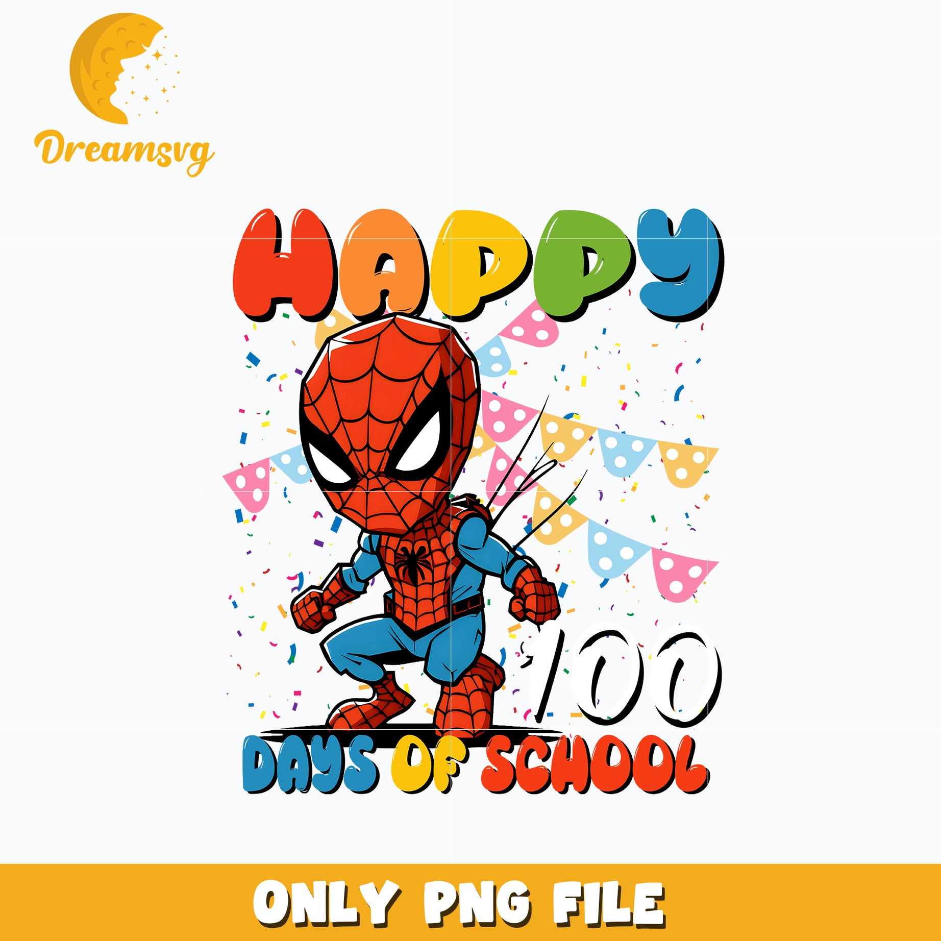 Happy 100 days of school Spiderman Png