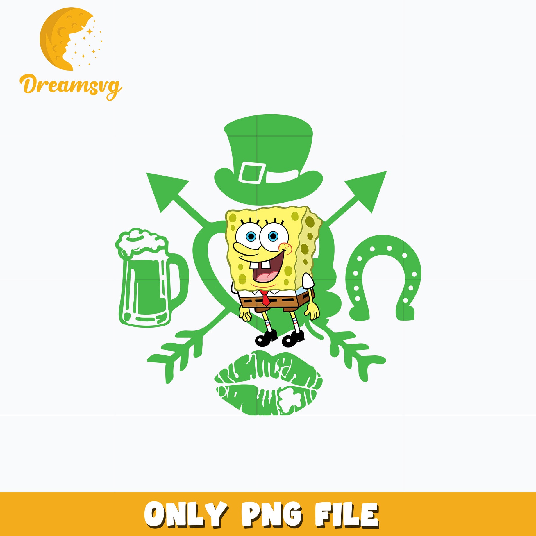 SpongeBob smile st. patrick's day Png