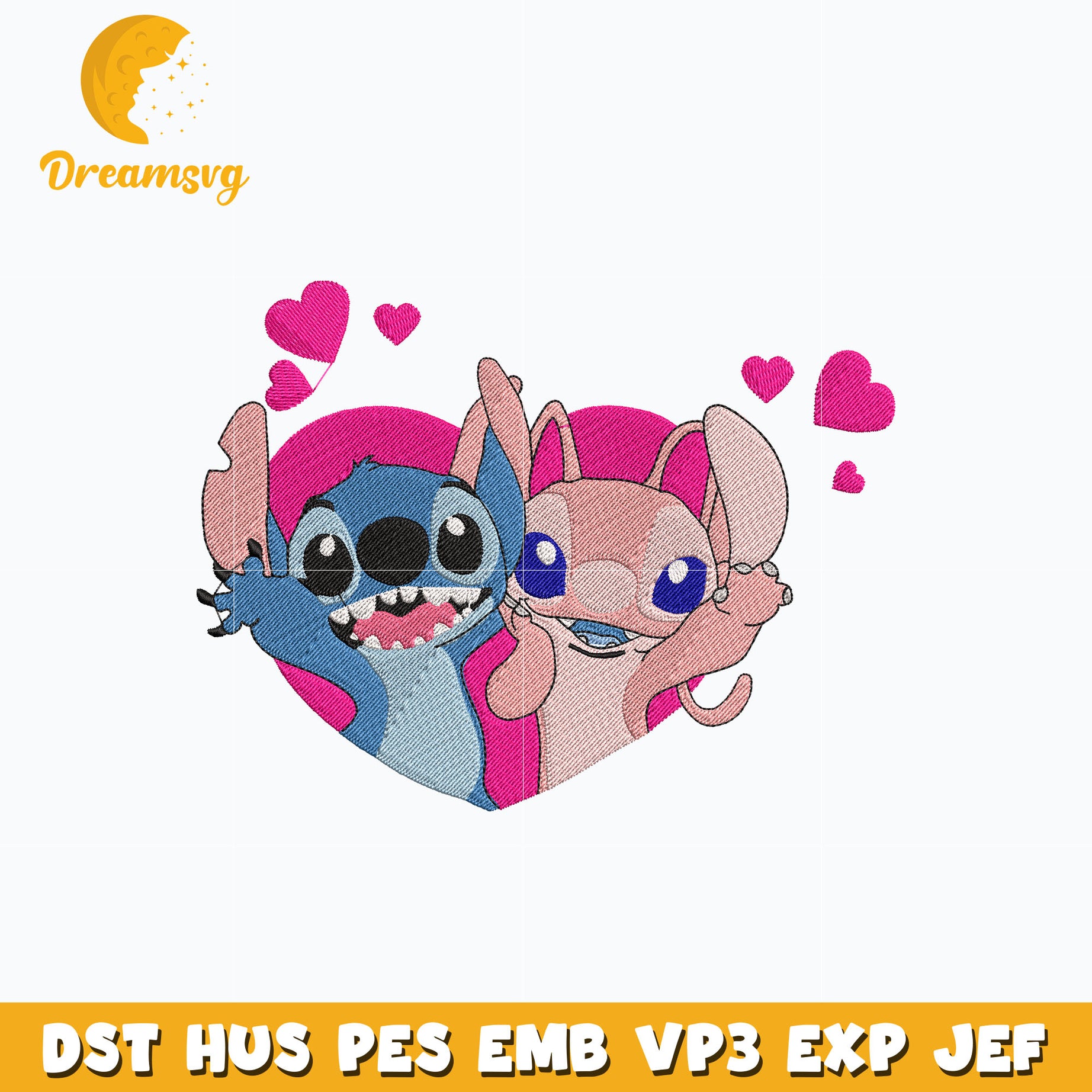 Stitch Inlove Stitch angel love embroidery – DreamSVG Store