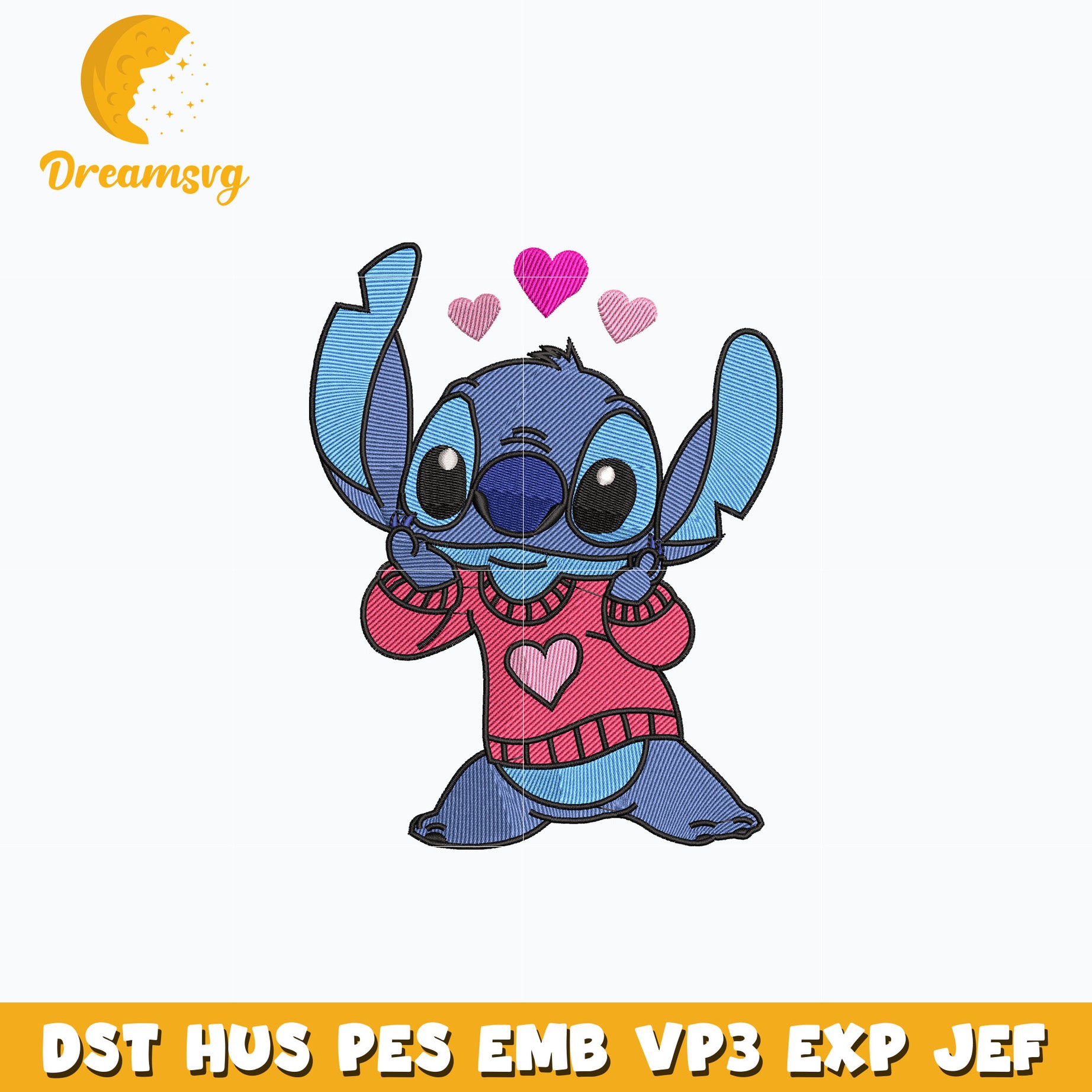 Stitch love shirt embroidery design