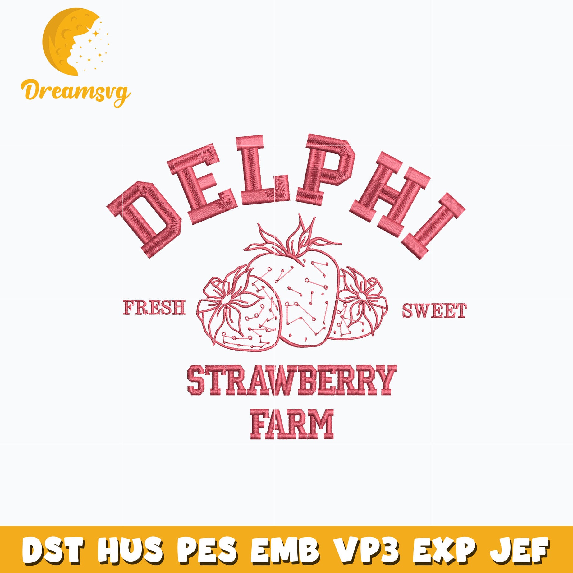 Delphi Strawberry Farm embroidery