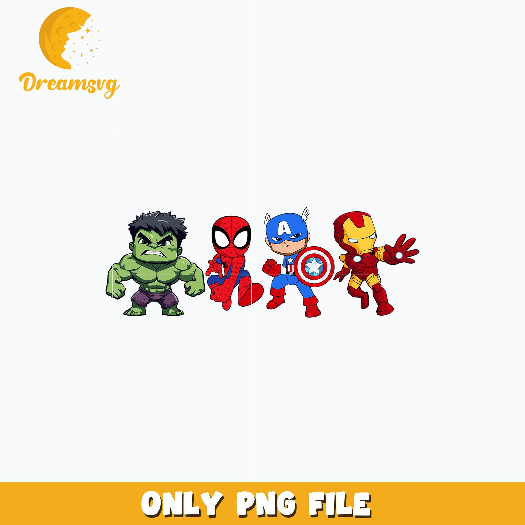 Avengers chibi design png, digital download