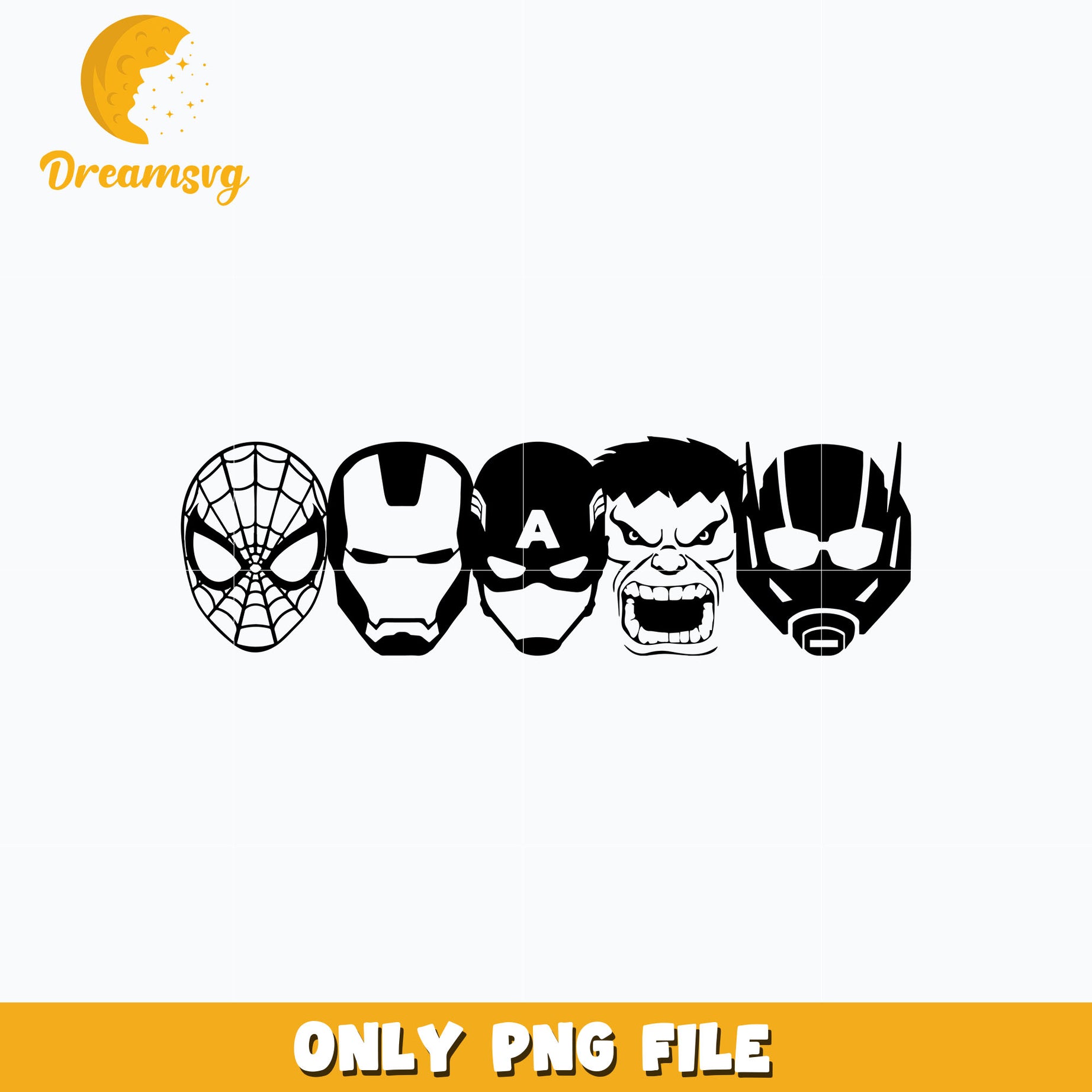 Avengers characters head png, digital download