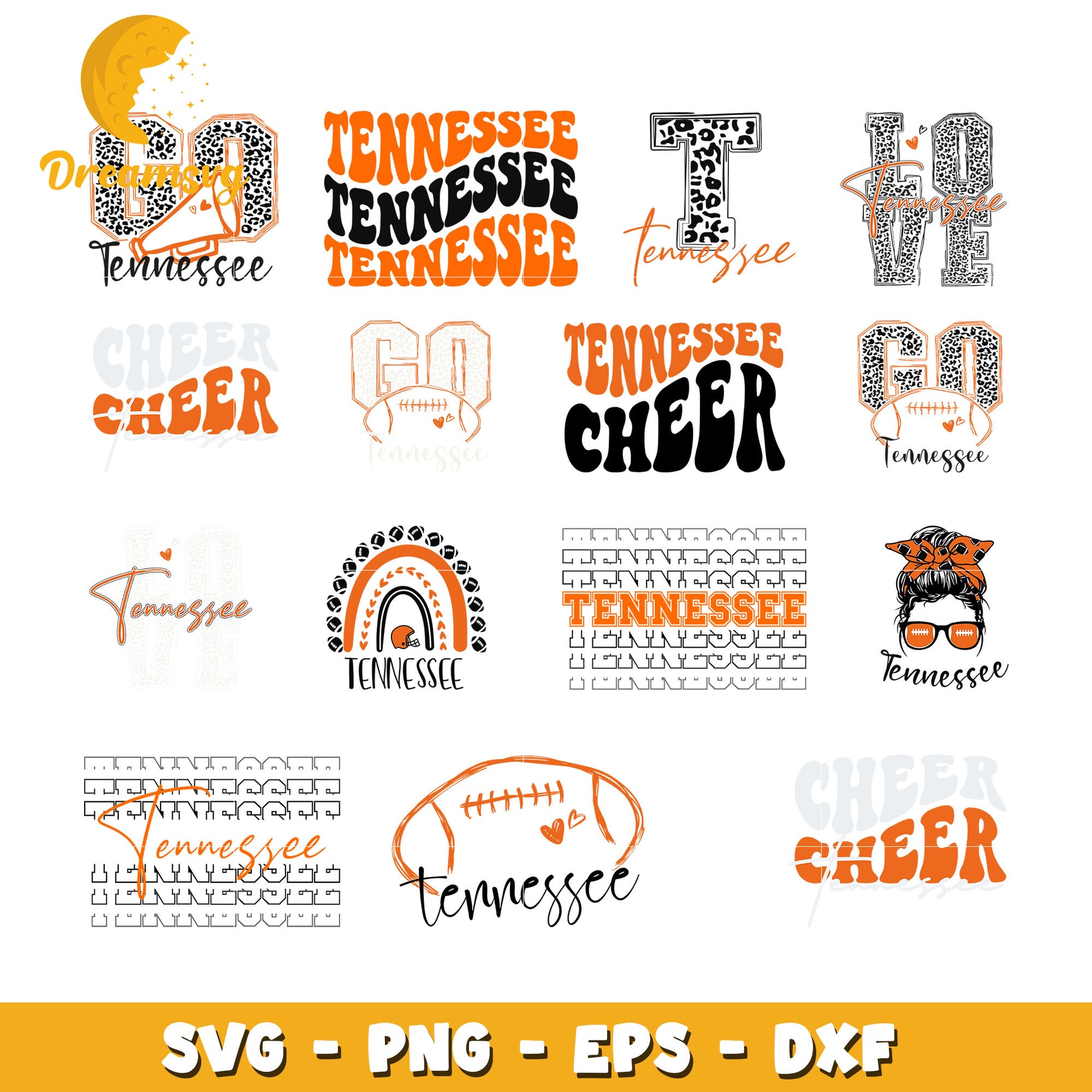 Tennessee cheer logo design bundle svg, tennessee love​ svg