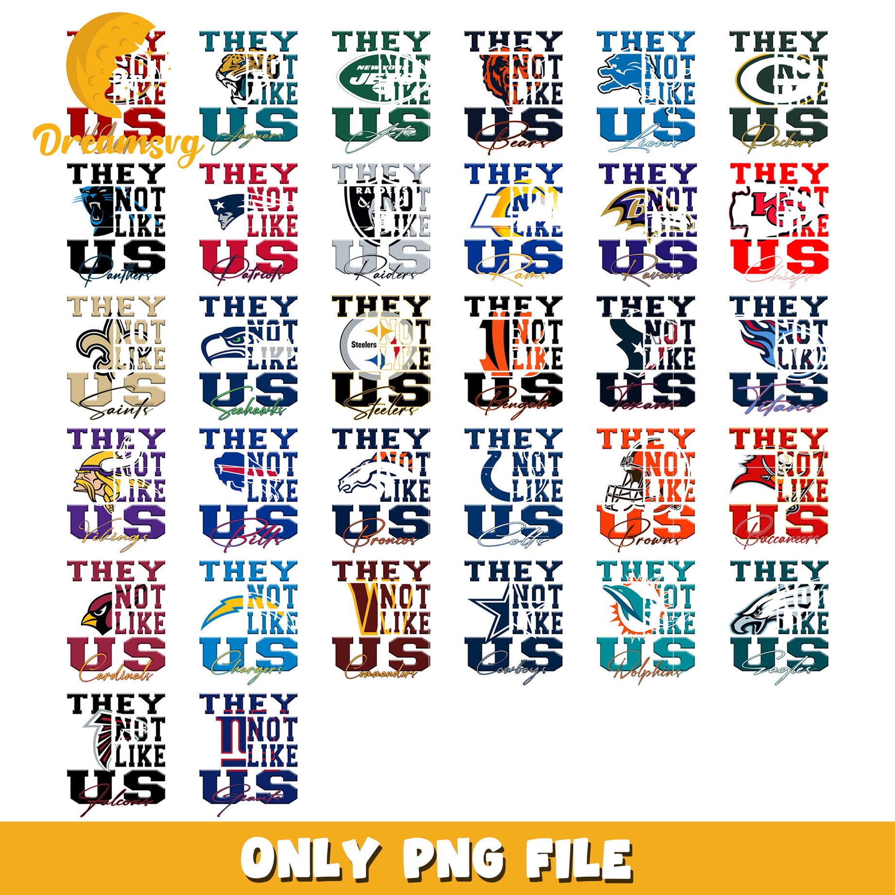 Nfl team they not like us bundle png, logo design png, nfl png