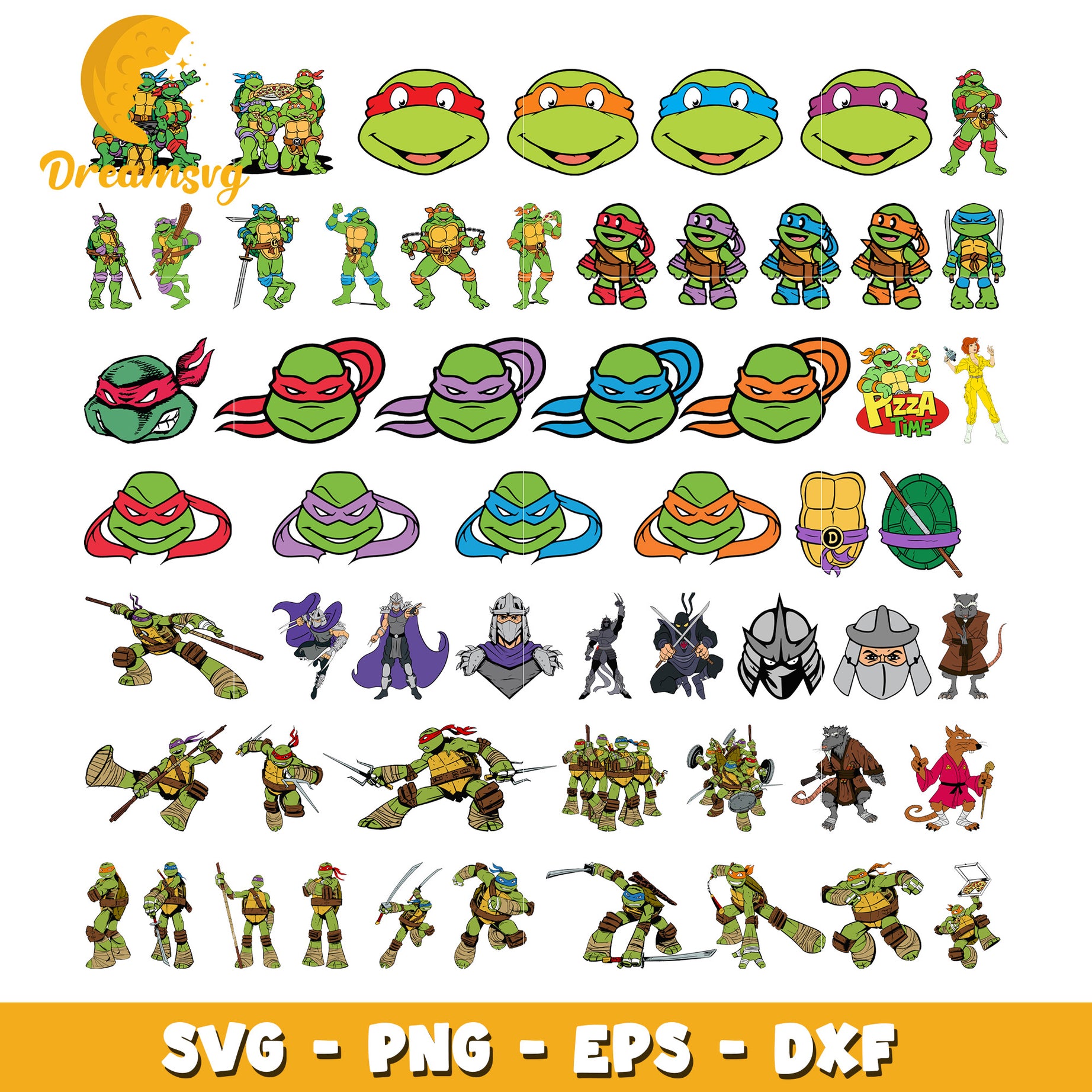 Teenage Mutant Ninja Turtles characters bundle svg, ninja turtles movie​ svg