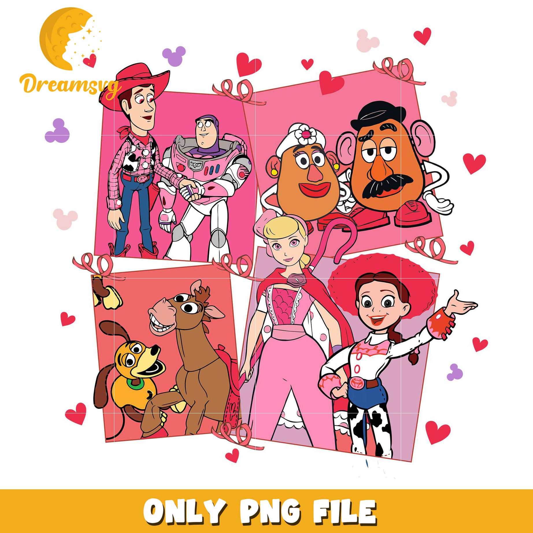 toy story character valentine day png, toy story png, cartoon png