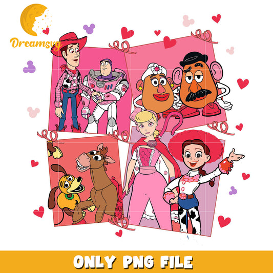 toy story character valentine day png, toy story png, cartoon png