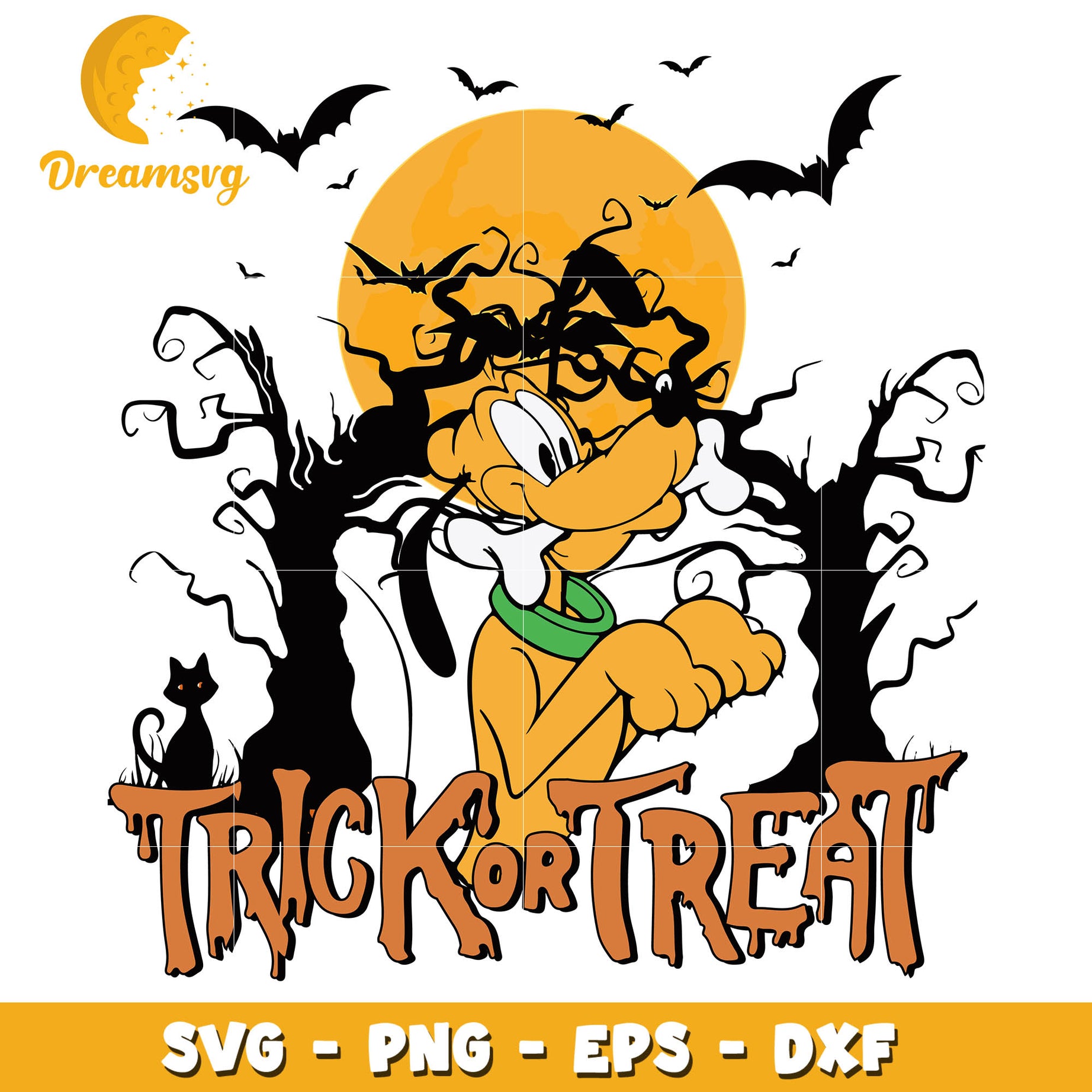 Pluto dog Trick or Treat Halloween svg
