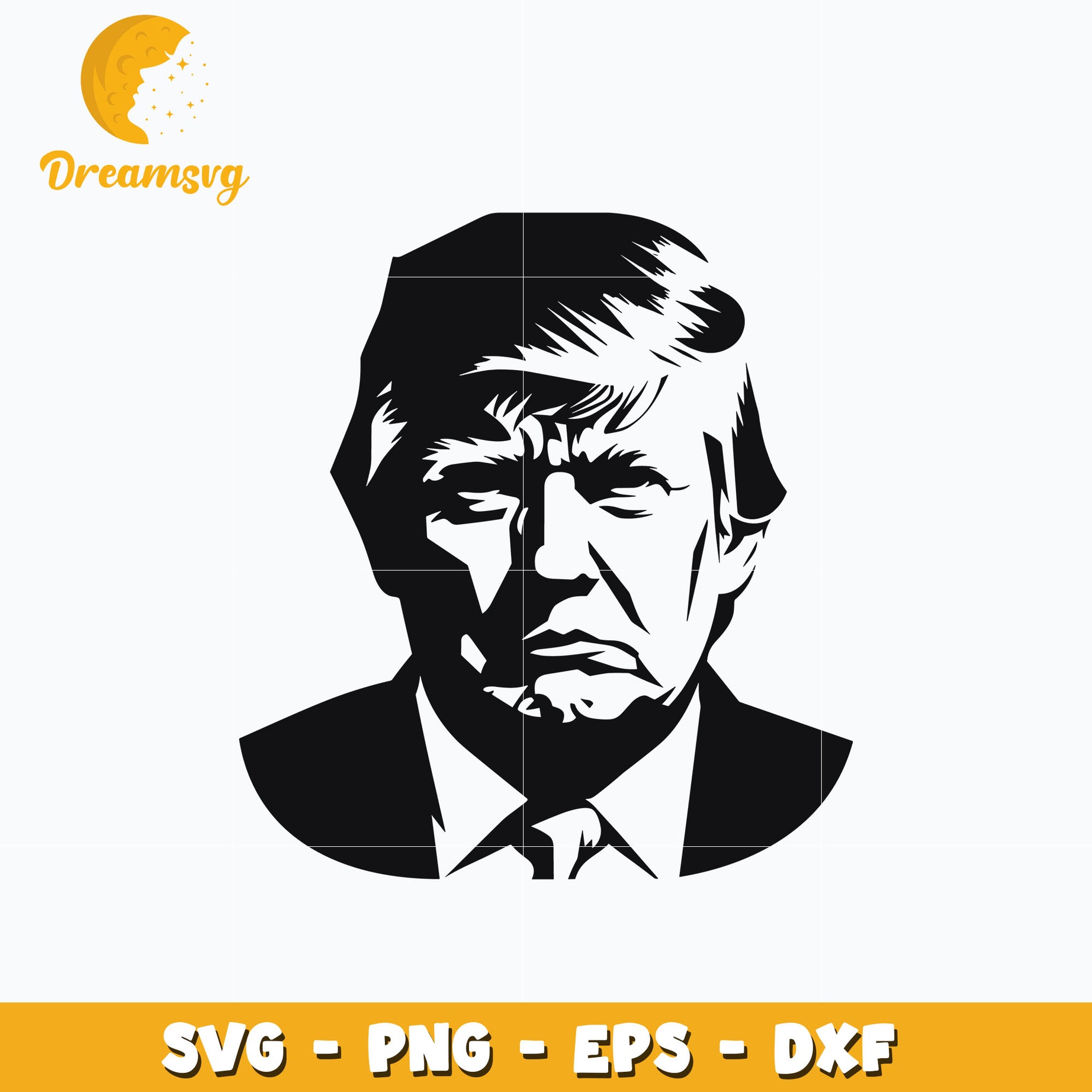 Donald trump black white svg, digital download