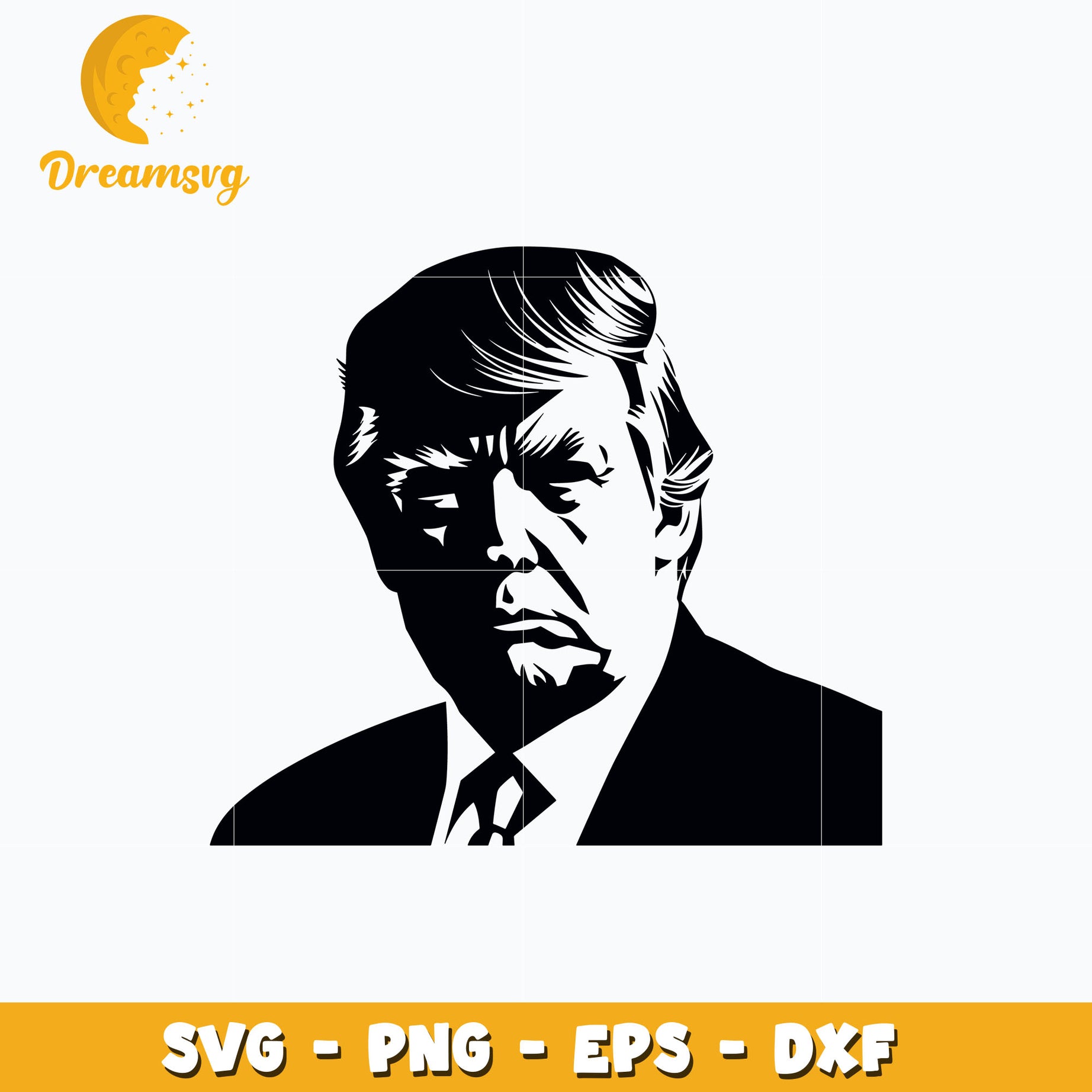 Donald trump portrait black white svg, instant download