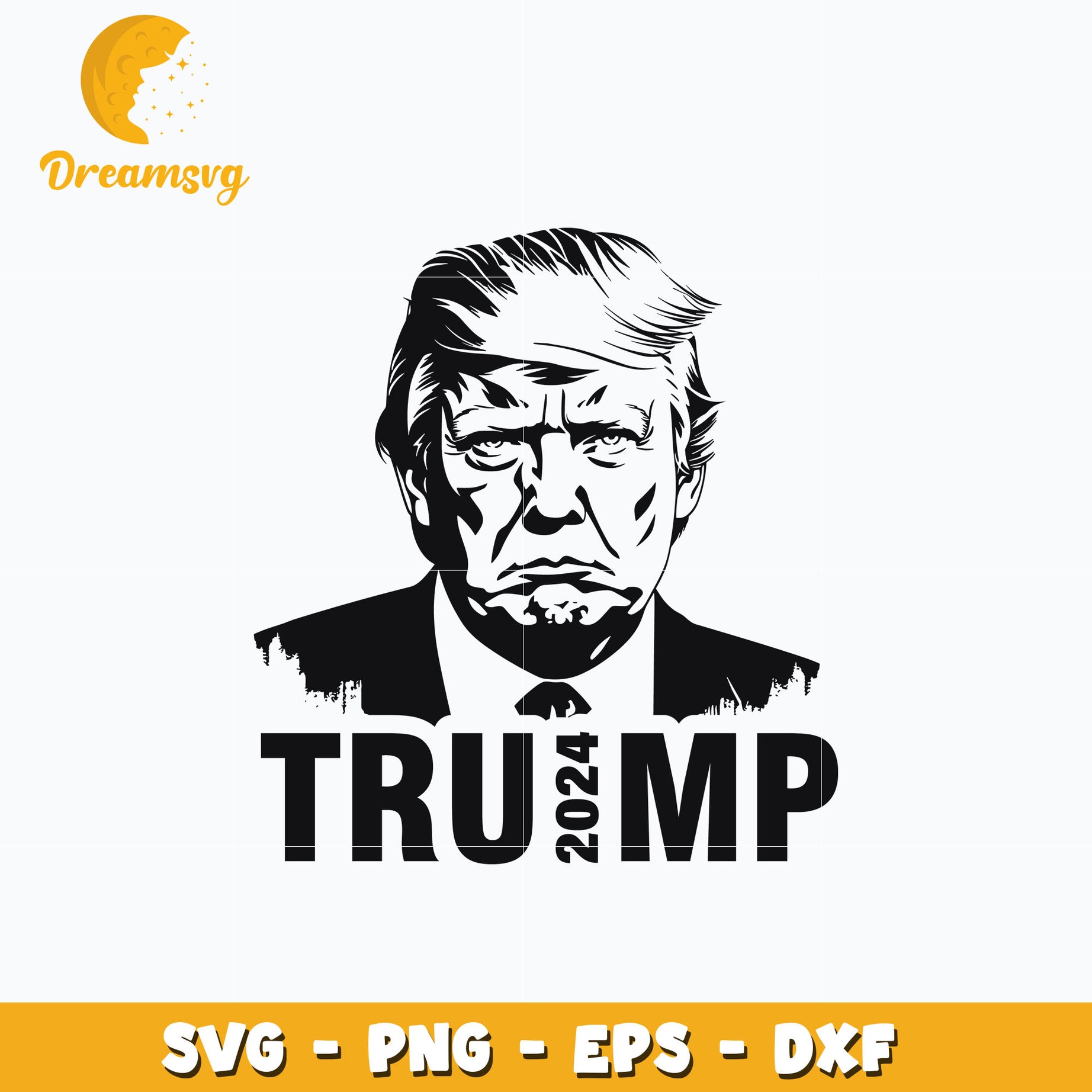 Trump 2024 black white svg, instant download