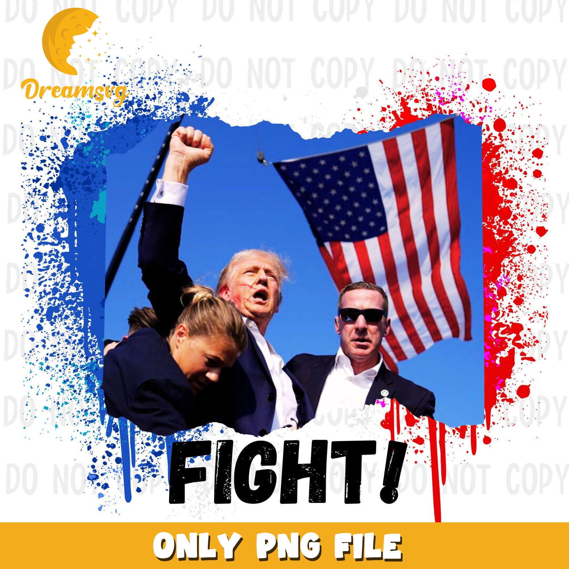 Trump Fight 2024 Digital Design, Trump Shot Fight