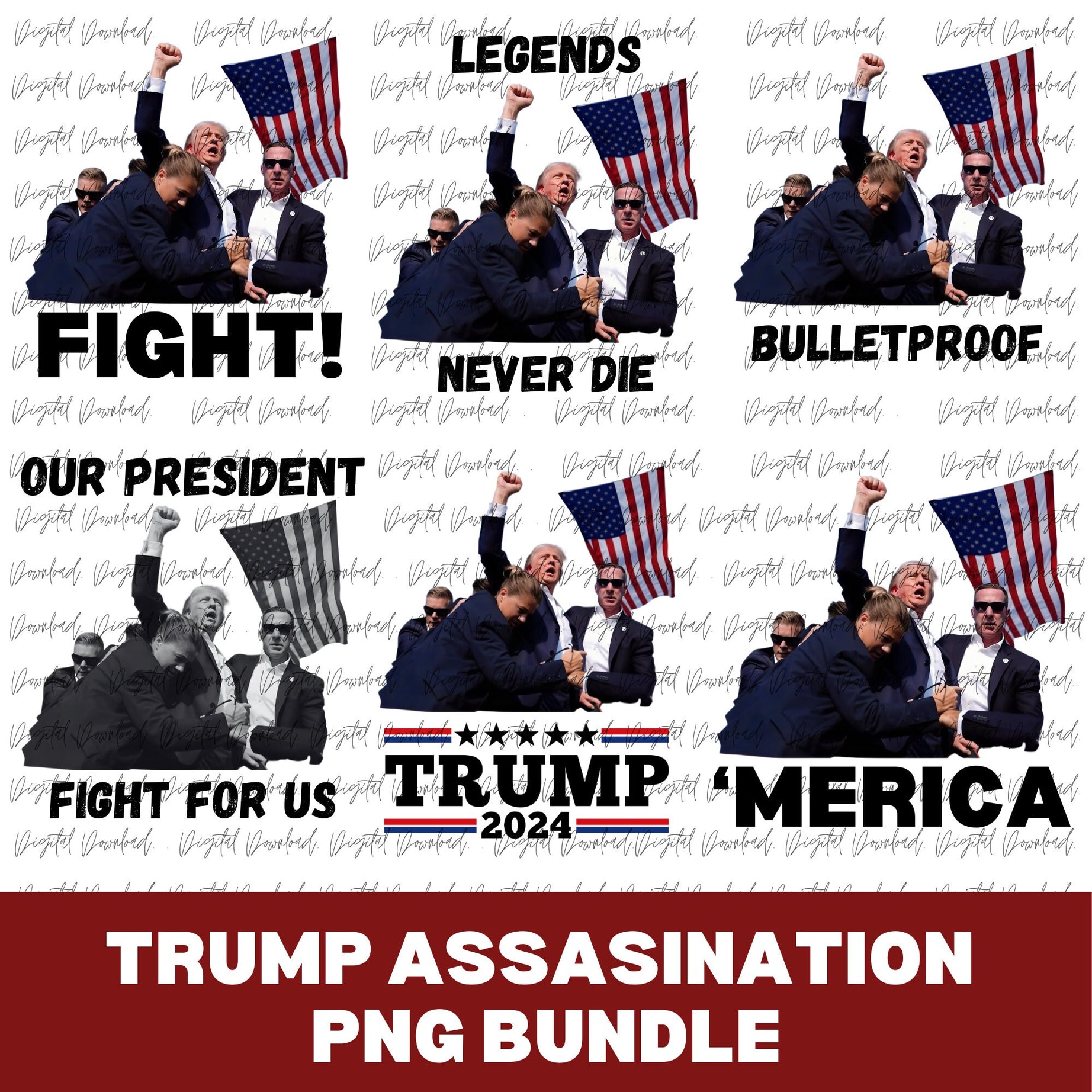 Trump assassination Png bundle, Trump Shot png, Trump President Png