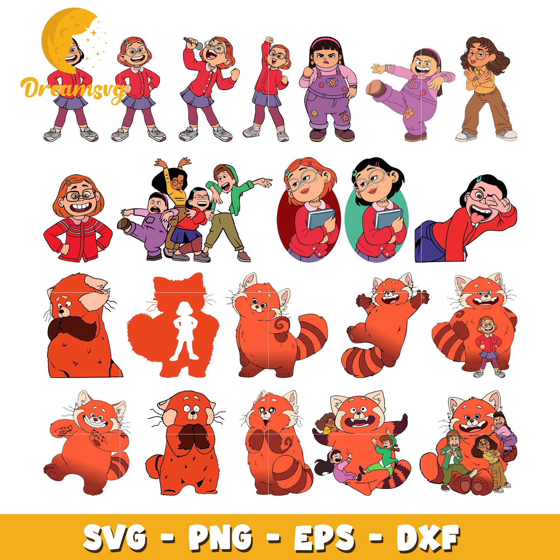 Disney Turning red characters bundle svg, cast of turning red svg