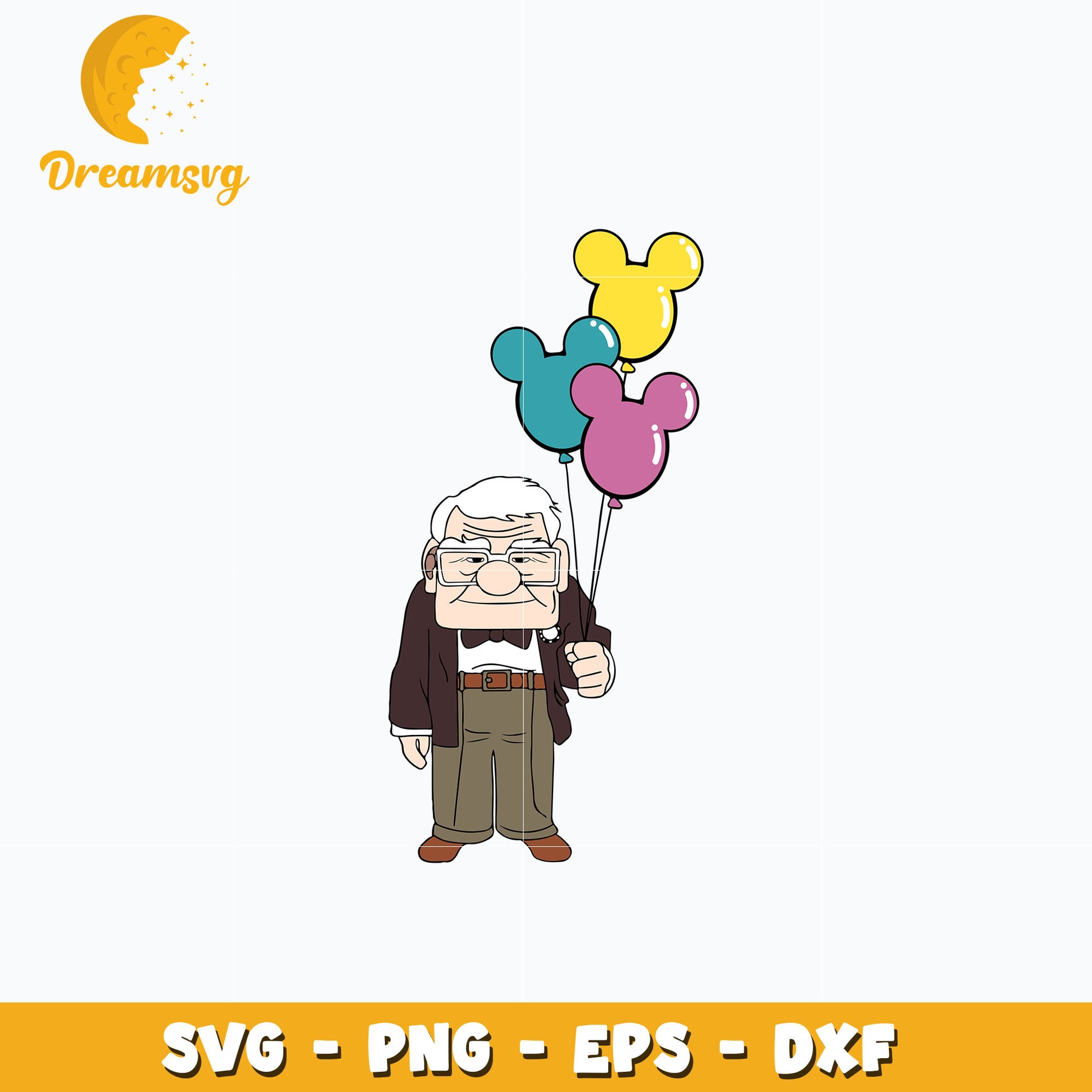 Carl Fredricksen with balloon svg, digital download