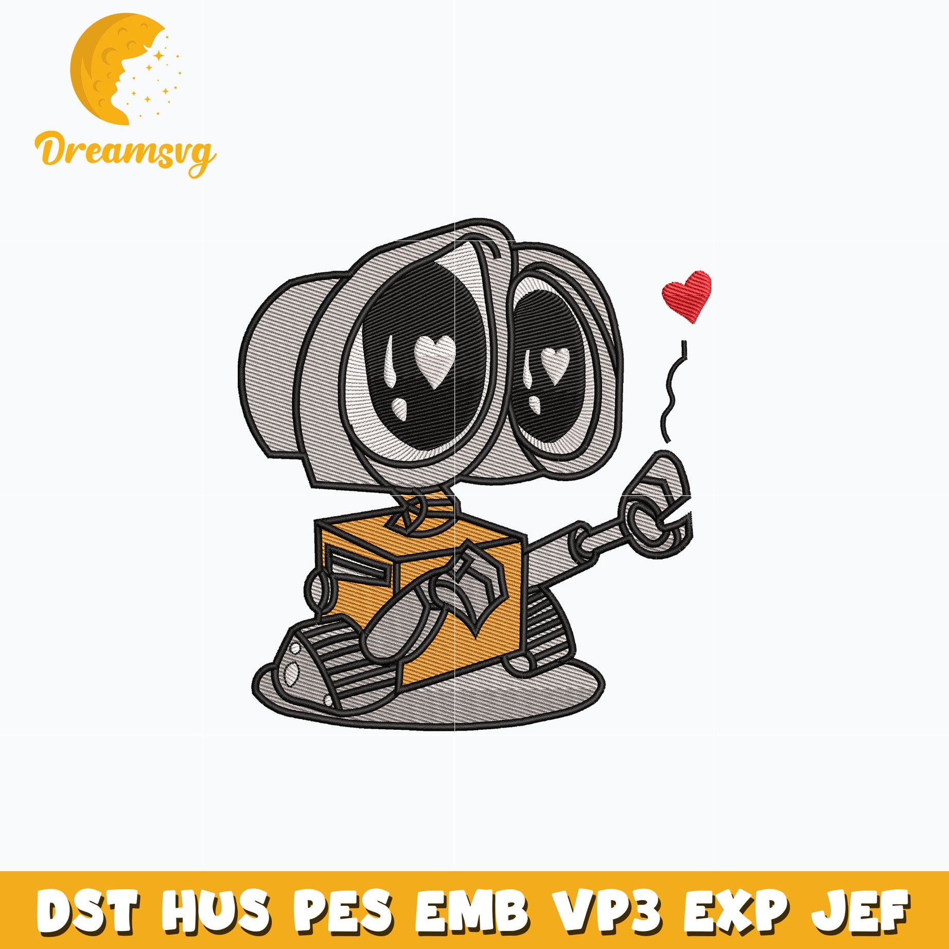 Wall e cute embroidery design