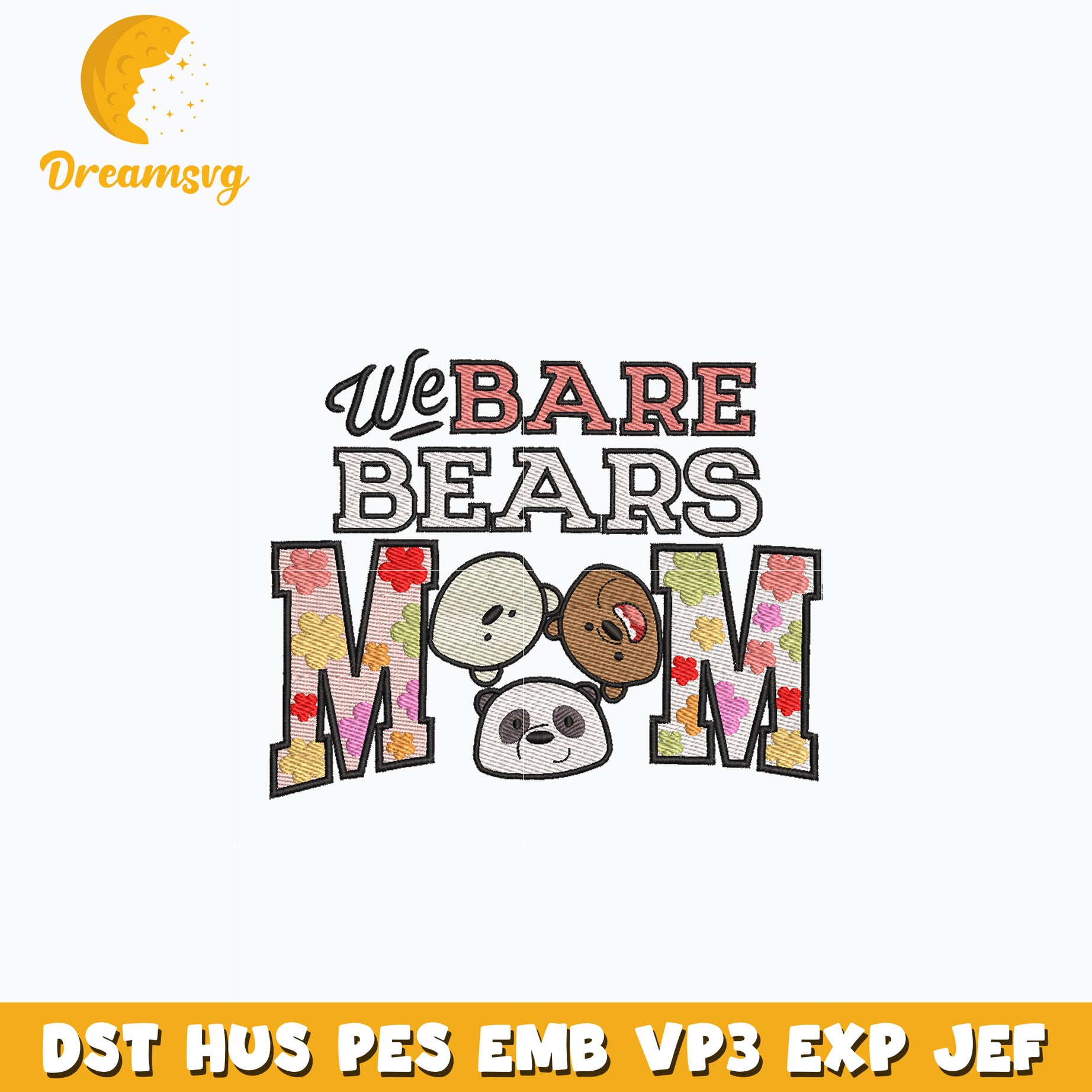 We bare bears mom embroidery design