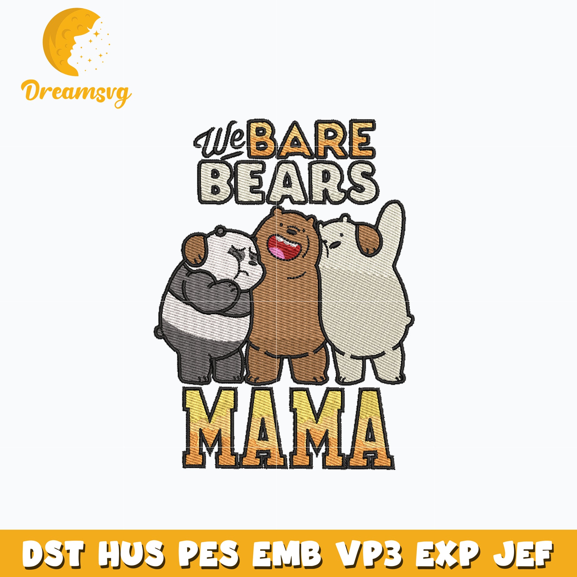 We bare bears mama embroidery design