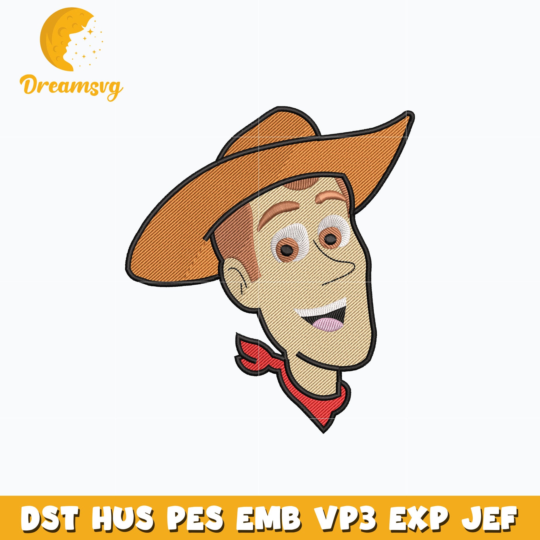 Woody head embroidery design