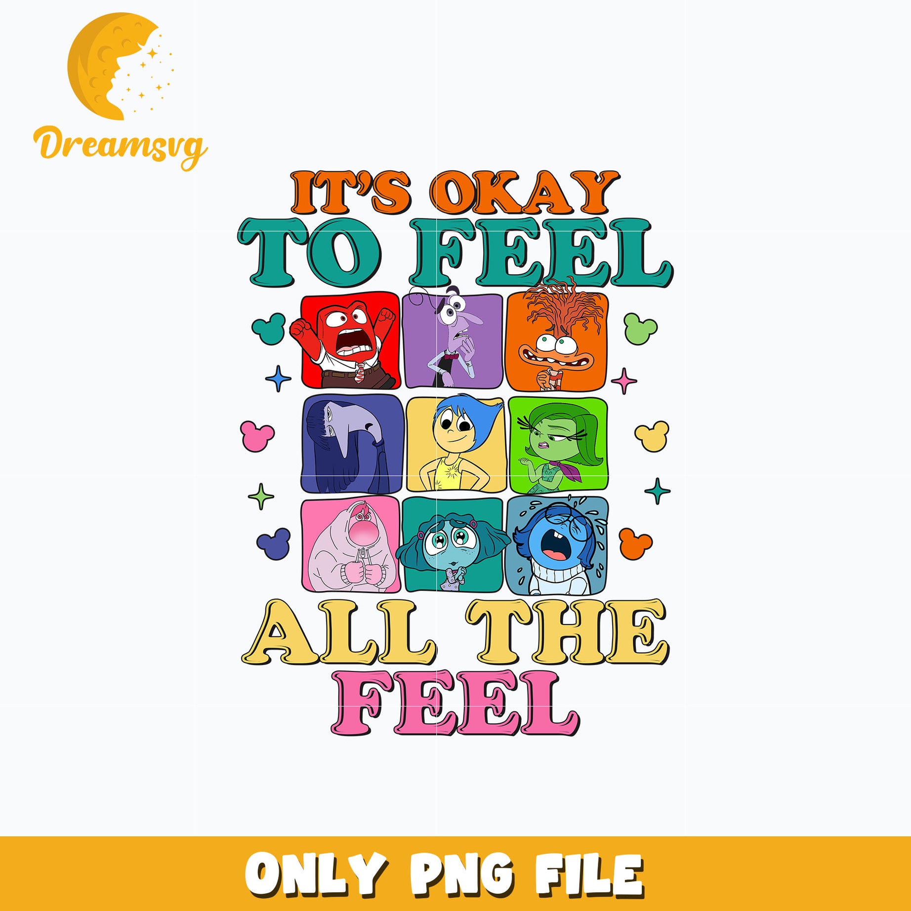 It's Okay To Feel All The Feels design png, inside out png