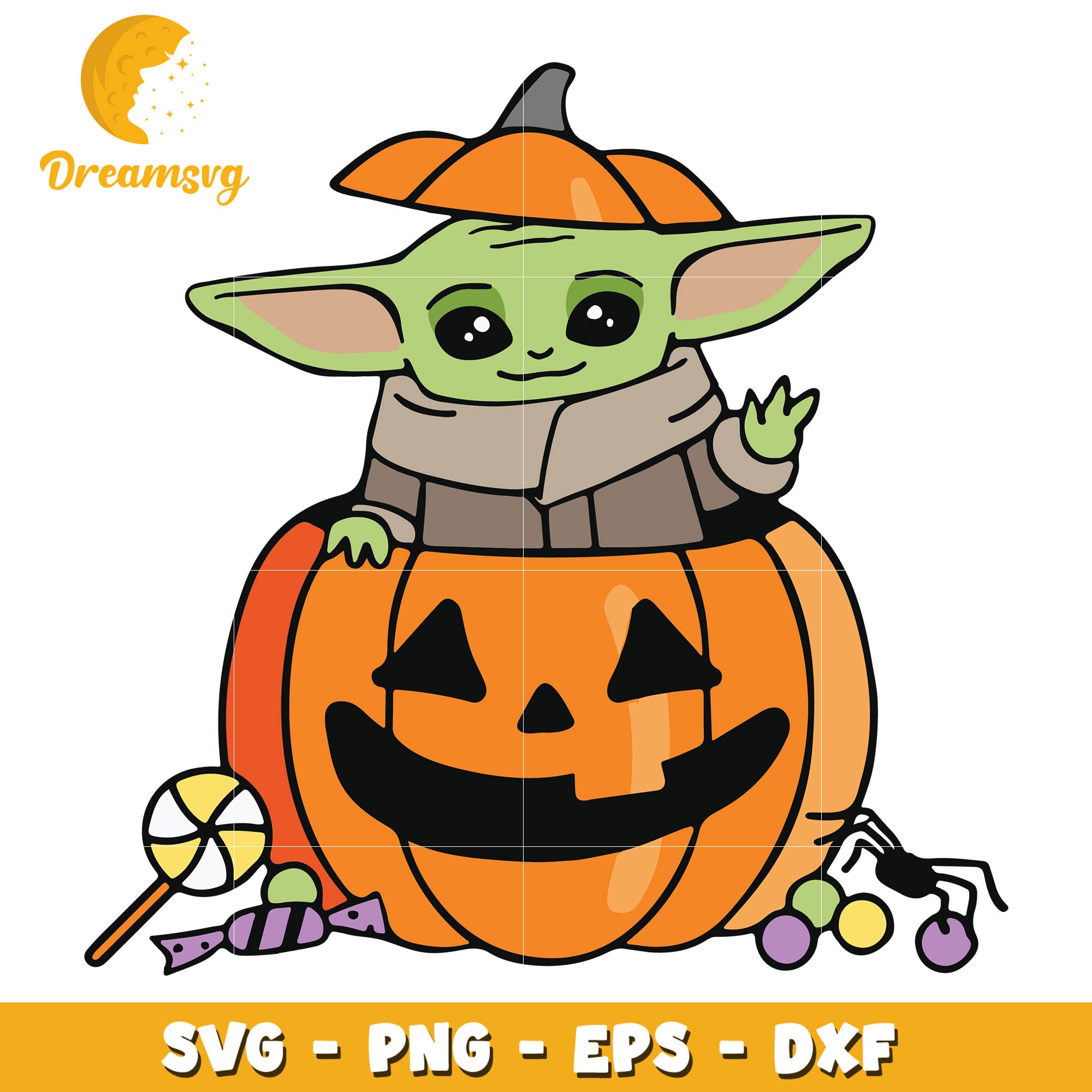 Yoda pumpkin halloween design svg