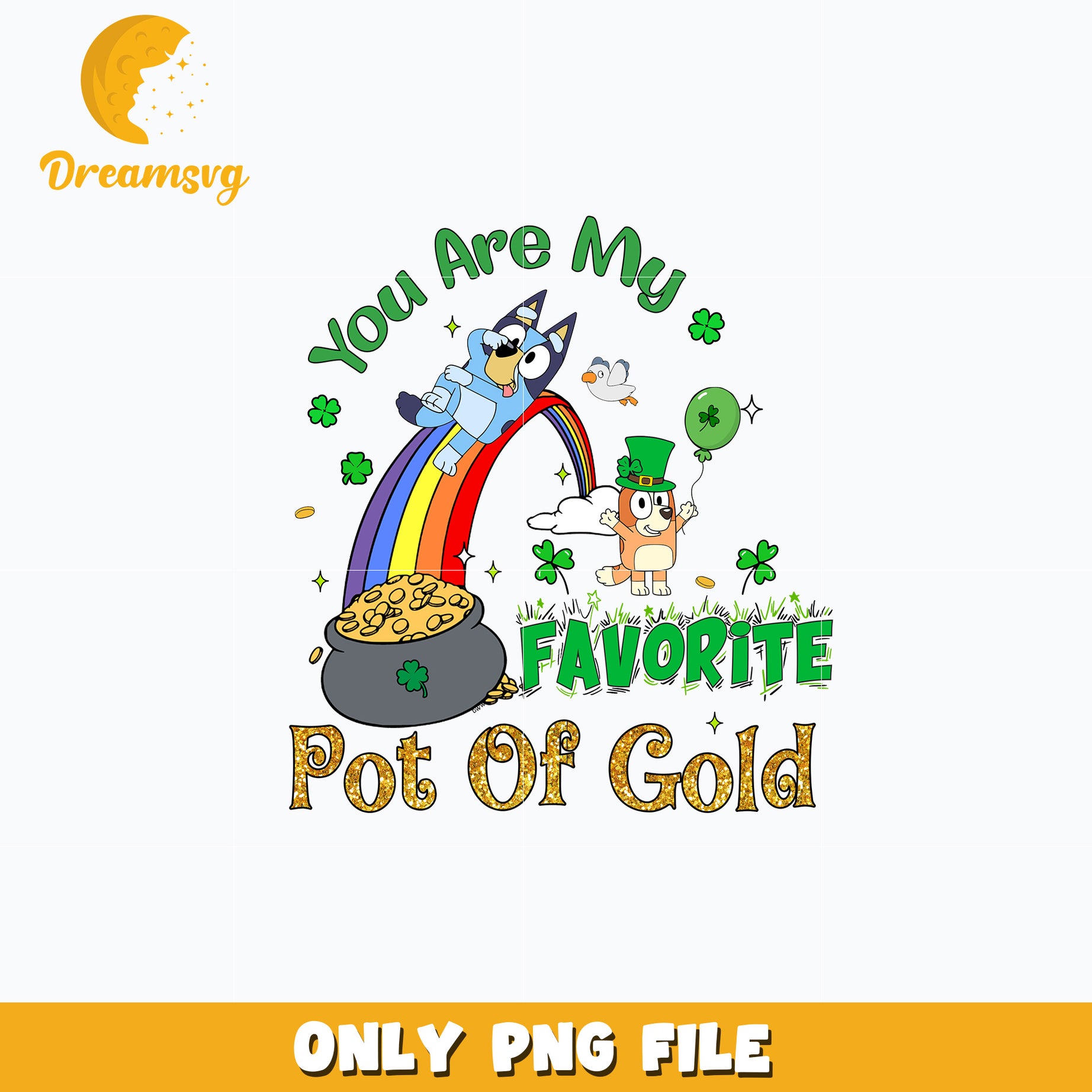 Bluey pot of gold patricks day Png